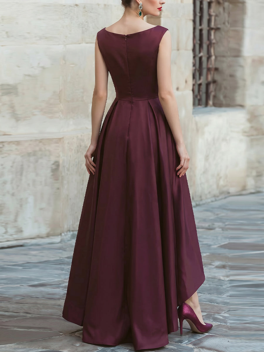 Léon Varel Off-Shoulder Draped High-Low Evening Gown