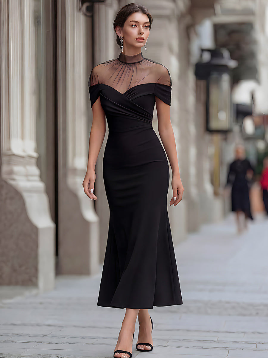 Léon Varel Illusion Neck Off-Shoulder Mermaid Evening Dress