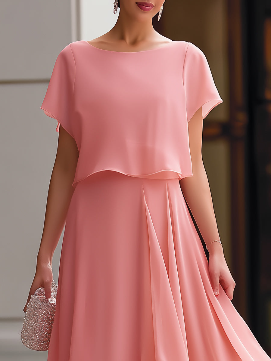 Léon Varel Flowing Overlay Asymmetric Hem Chiffon Maxi Dress