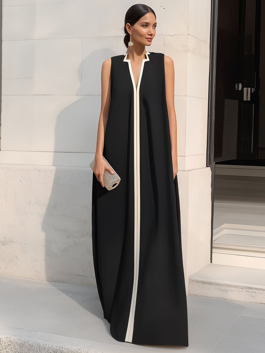 Léon Varel Sleeveless Maxi Dress With Contrasting Trim