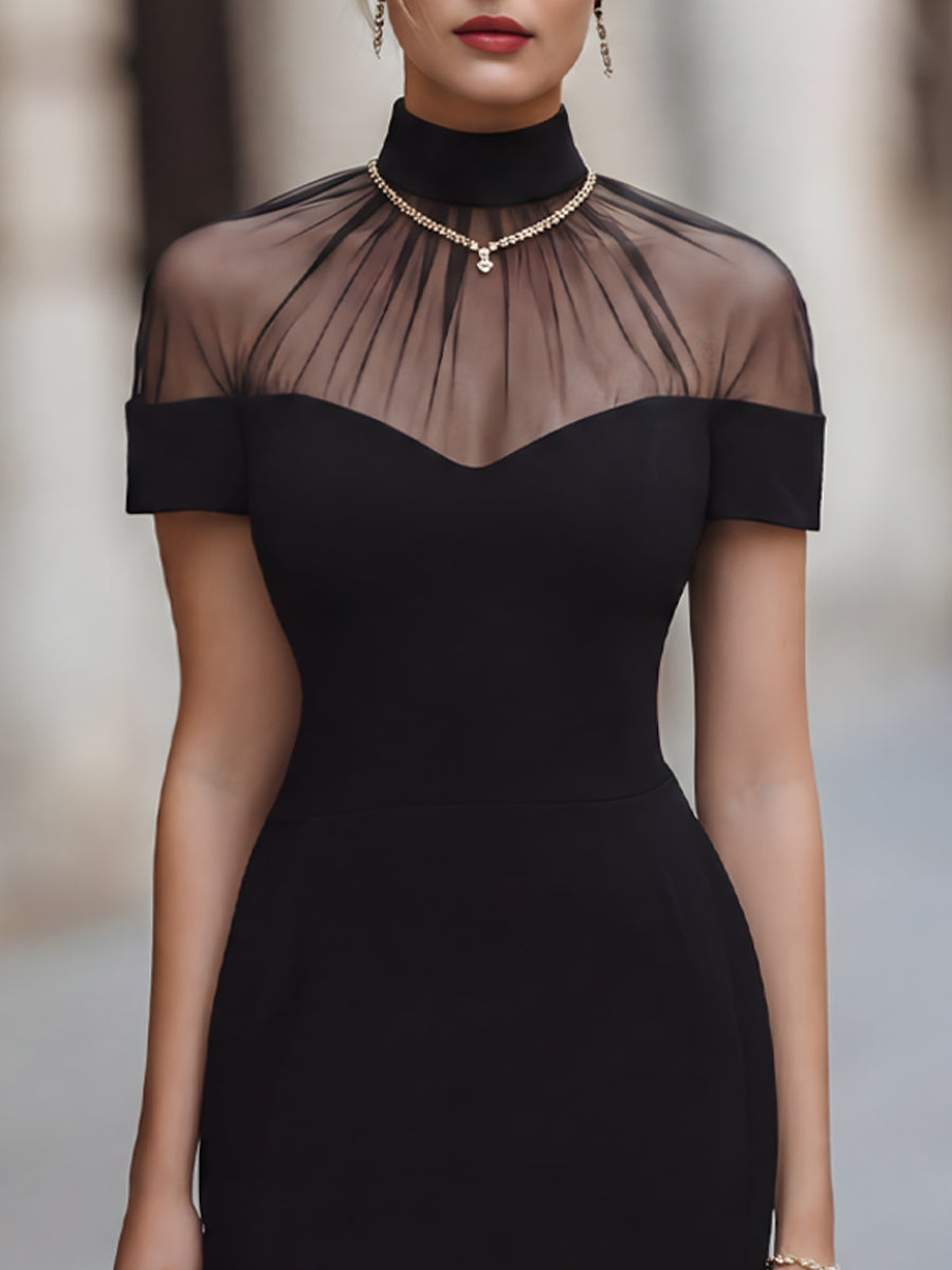 Léon Varel Sheer Illusion Off-Shoulder Mini Dress