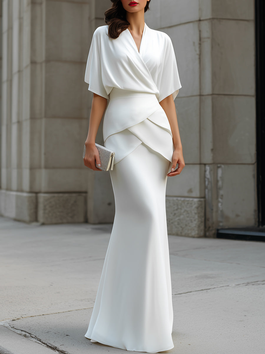 Léon Varel Draped Wrap Blouse And Layered Maxi Skirt Two-Piece Set