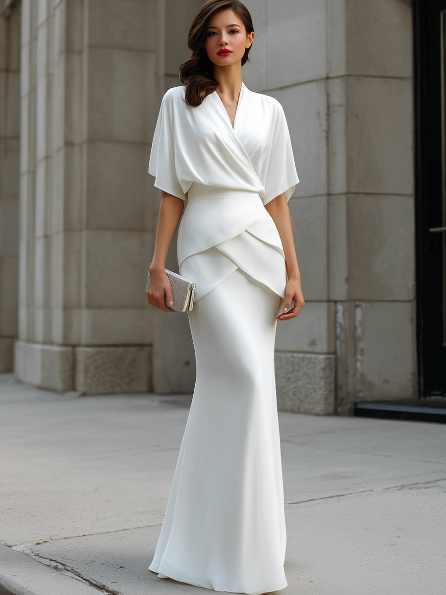 Léon Varel Draped Wrap Blouse And Layered Maxi Skirt Two-Piece Set