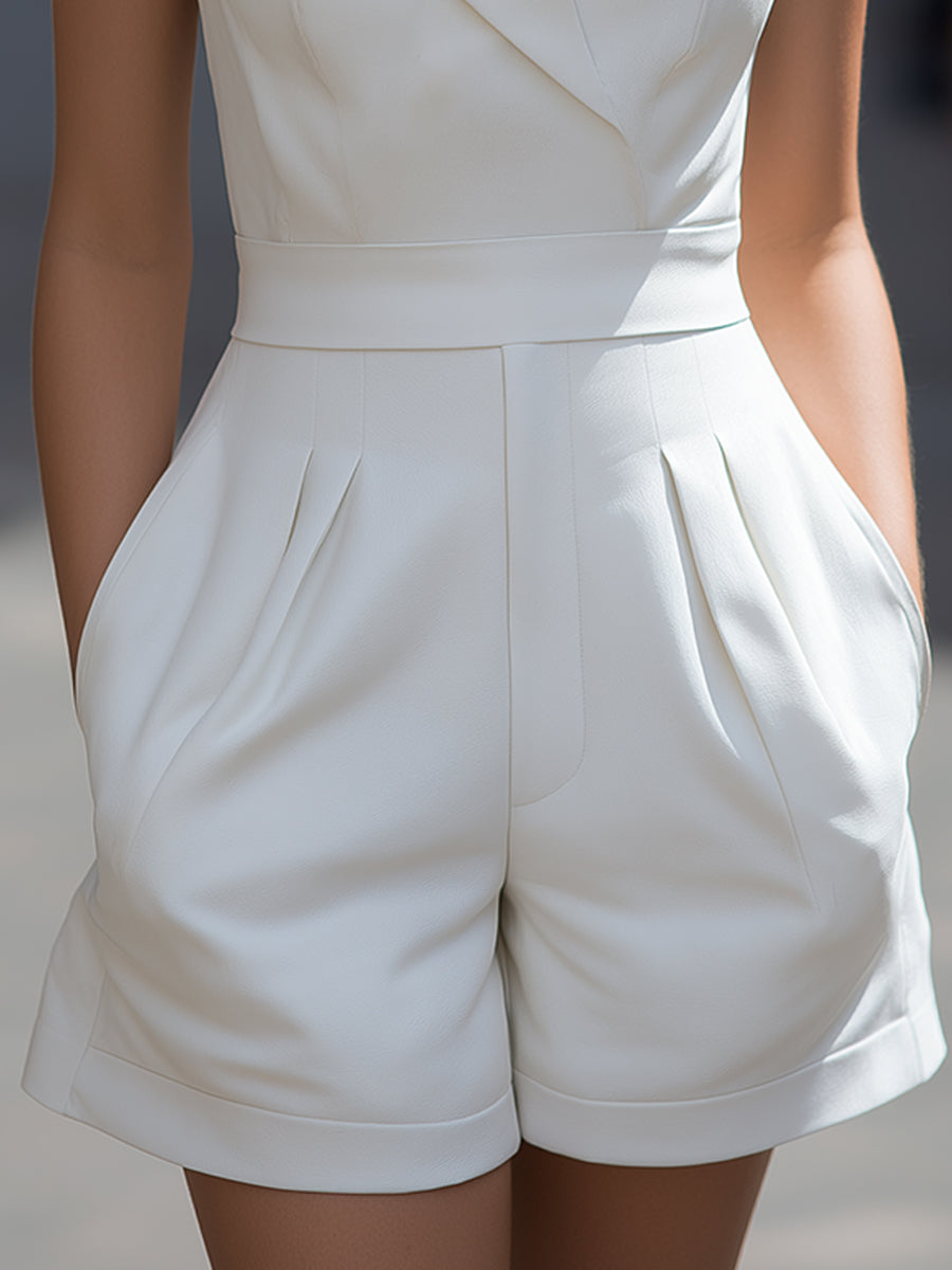 Léon Varel Sleeveless Tailored Lapel Romper