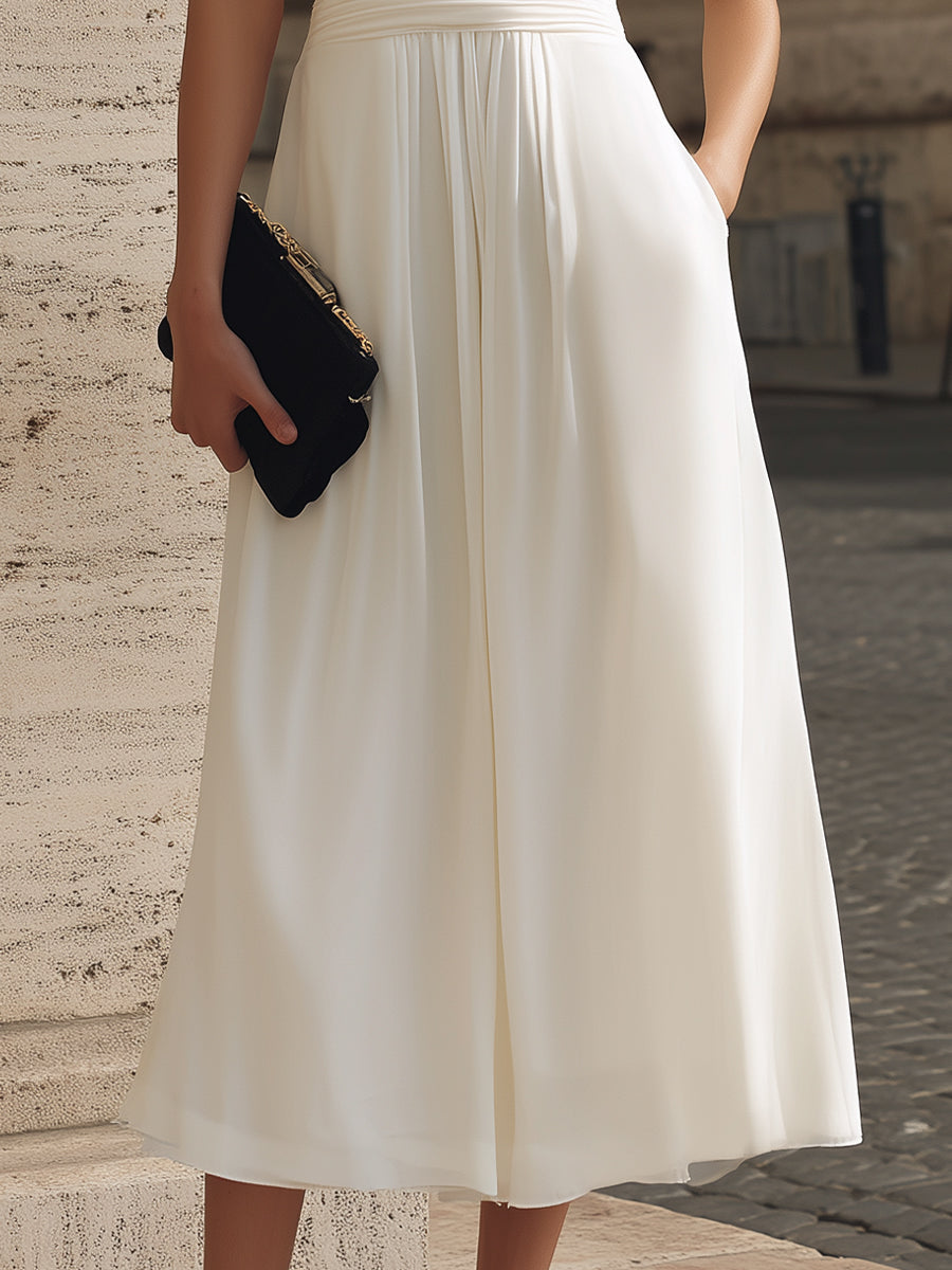 Léon Varel Ruffle Sleeve Ruched Waist Maxi Dress