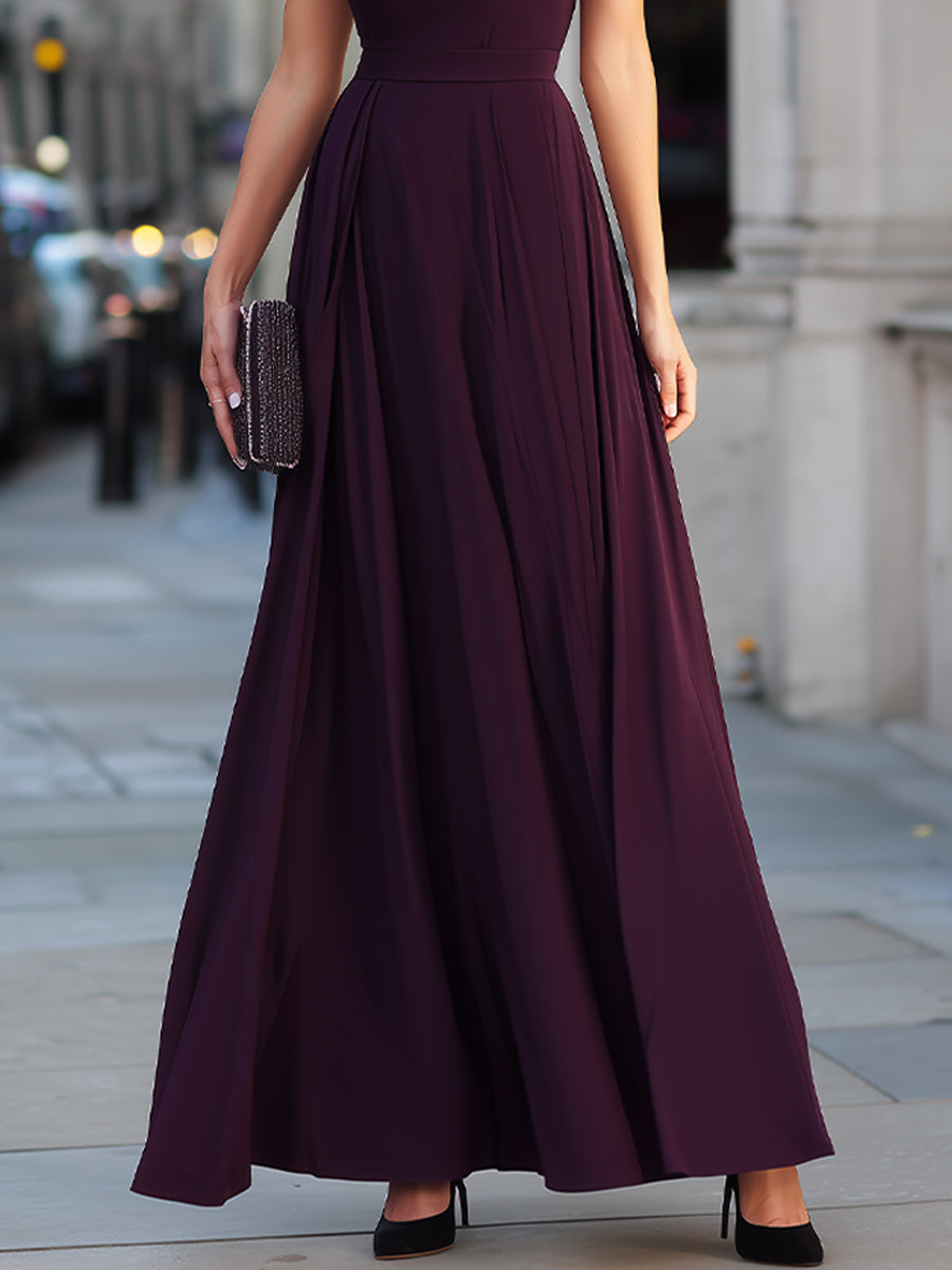 Léon Varel High Neck Pleated A-Line Maxi Dress