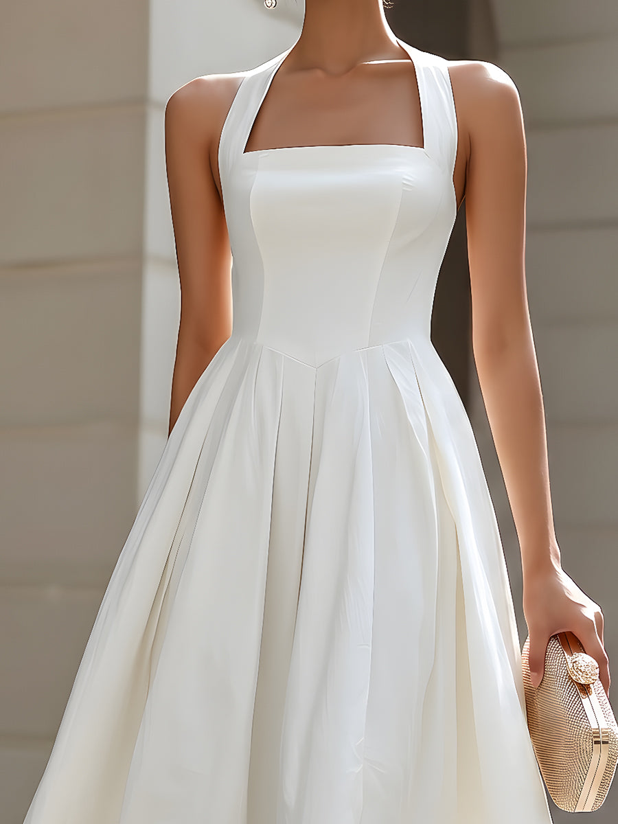 Léon Varel Square Neck Halter A-Line Maxi Dress