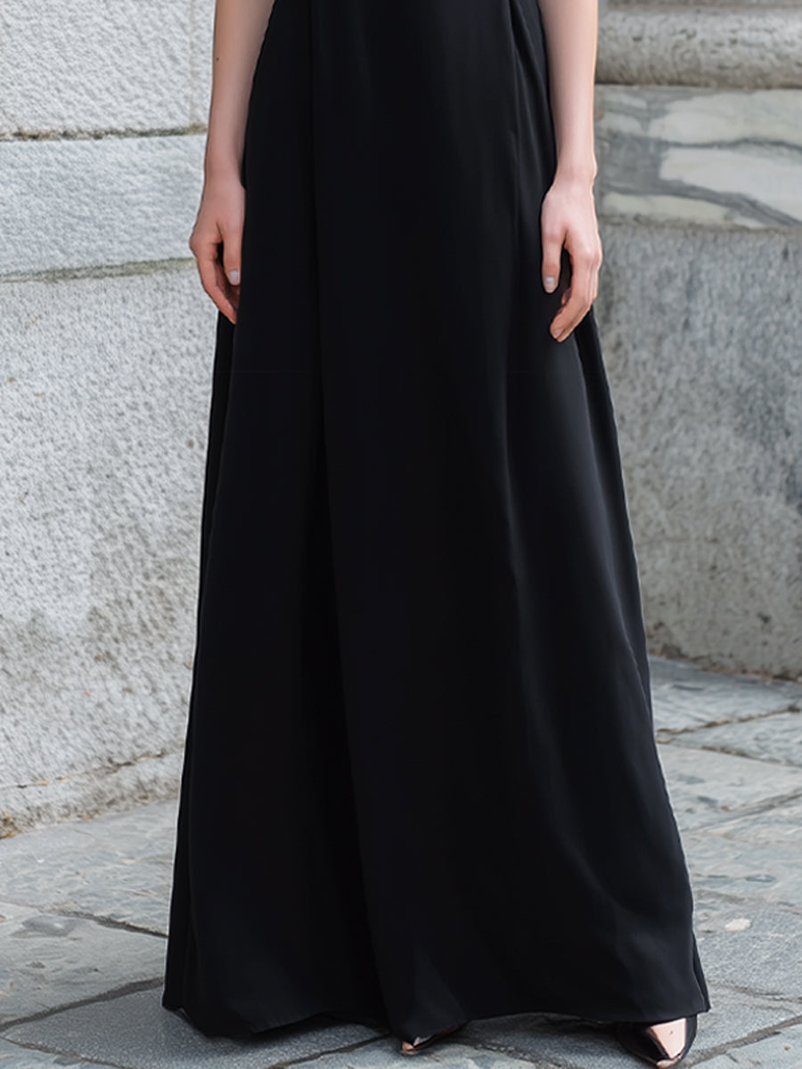 Léon Varel Contrast Tie Neck Halter Maxi Dress