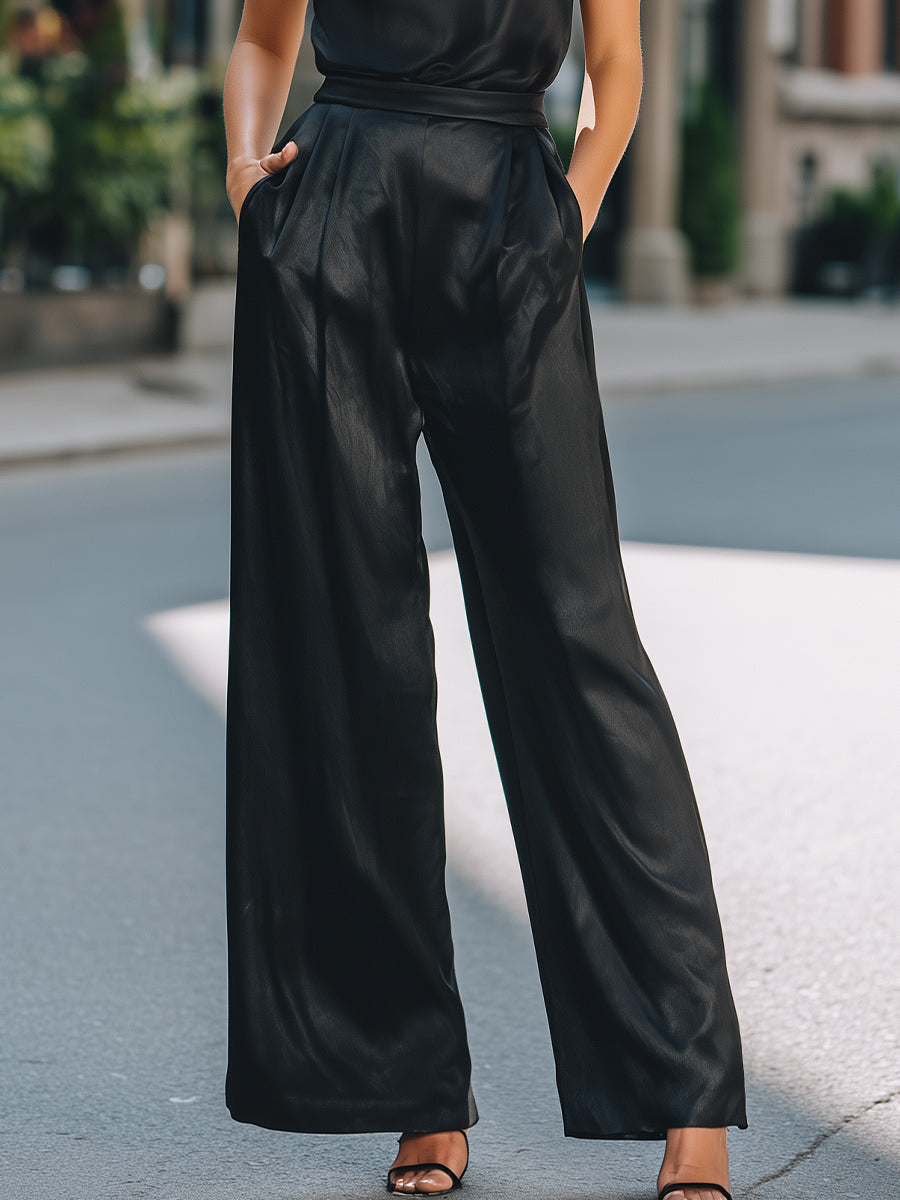 Léon Varel Sleeveless V-Neck Top & Wide-Leg Pants Set