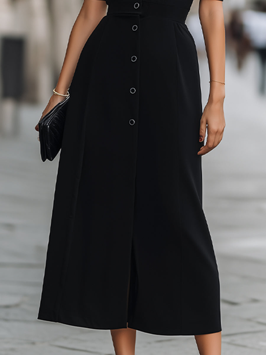 Léon Varel Sheer Puff Sleeve Button Front Maxi Dress