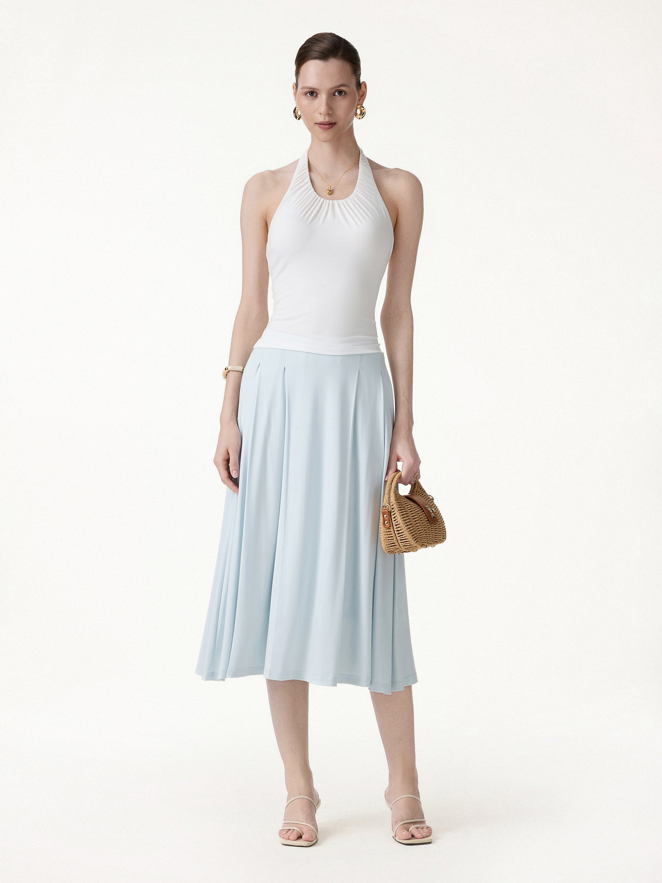 CoolTouch Circle Flare Midi Skirt with Pockets