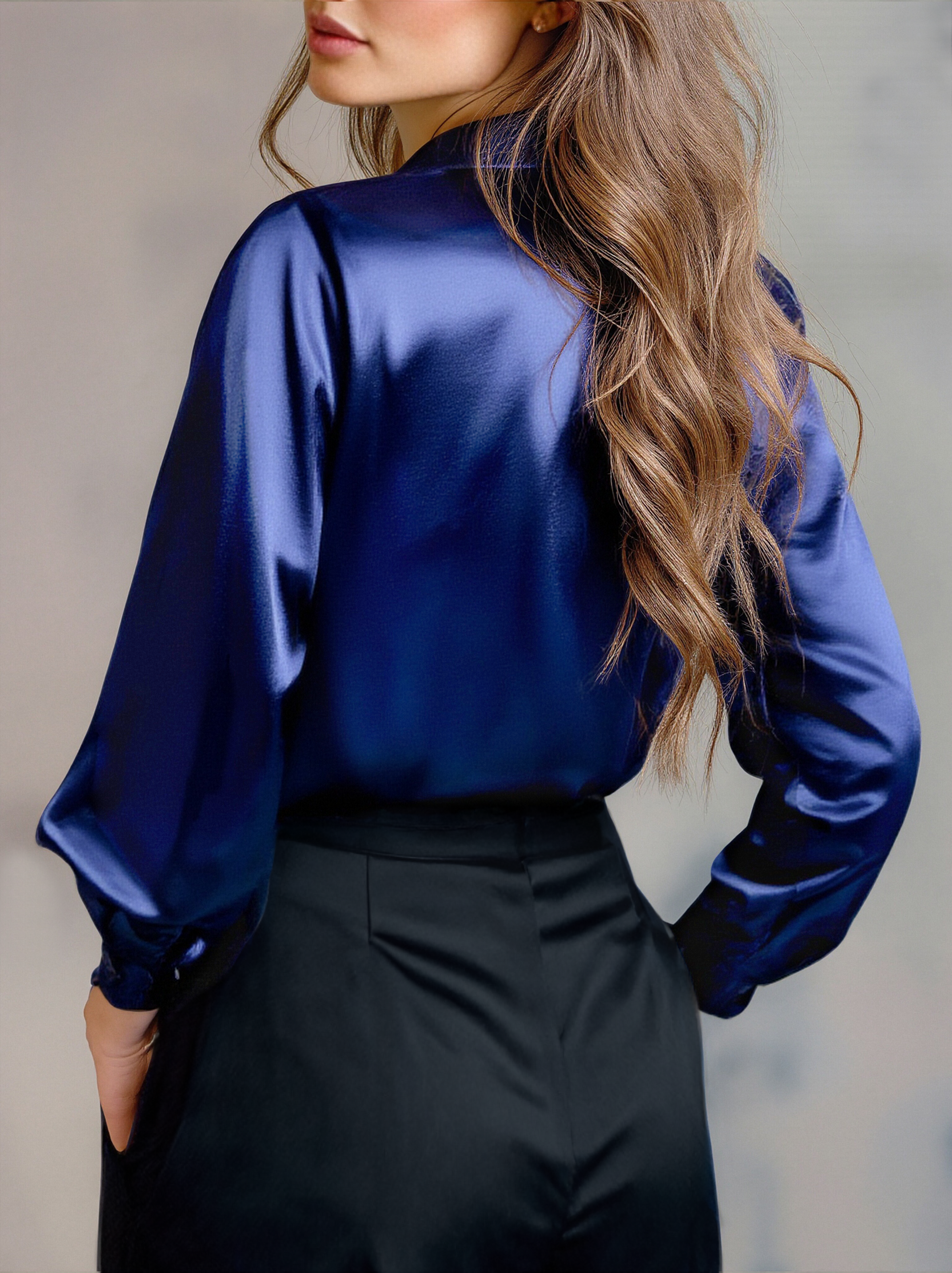 Léon Varel Elegant Satin Long Sleeves Blouse
