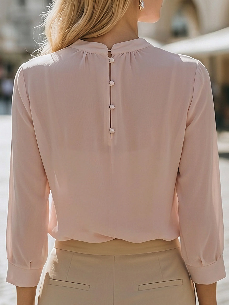 Léon Varel Elegant Ruffle Trim Chiffon Blouse