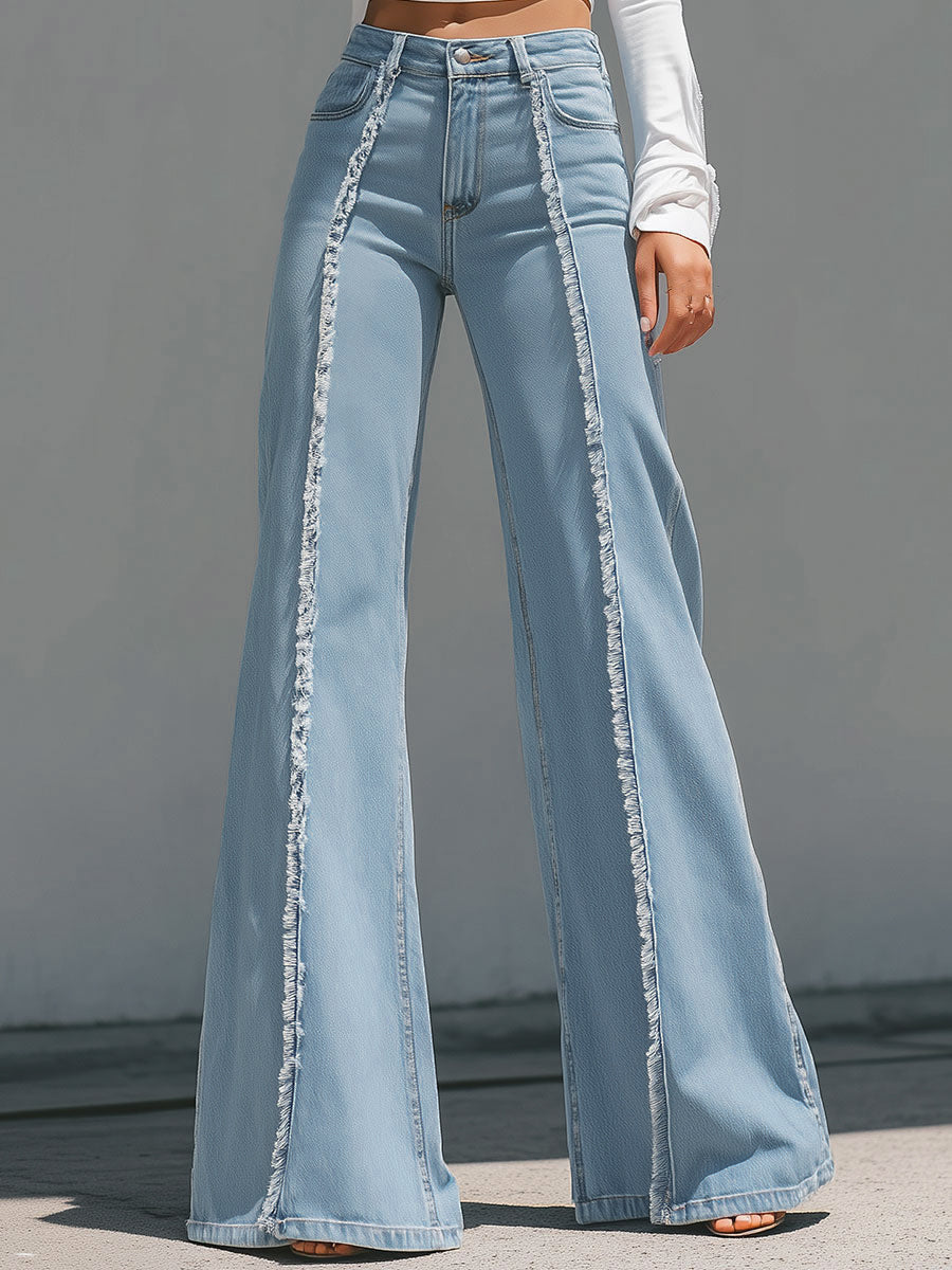 Léon Varel High-Waisted Light Blue Flared Jeans With Raw Edge Seams