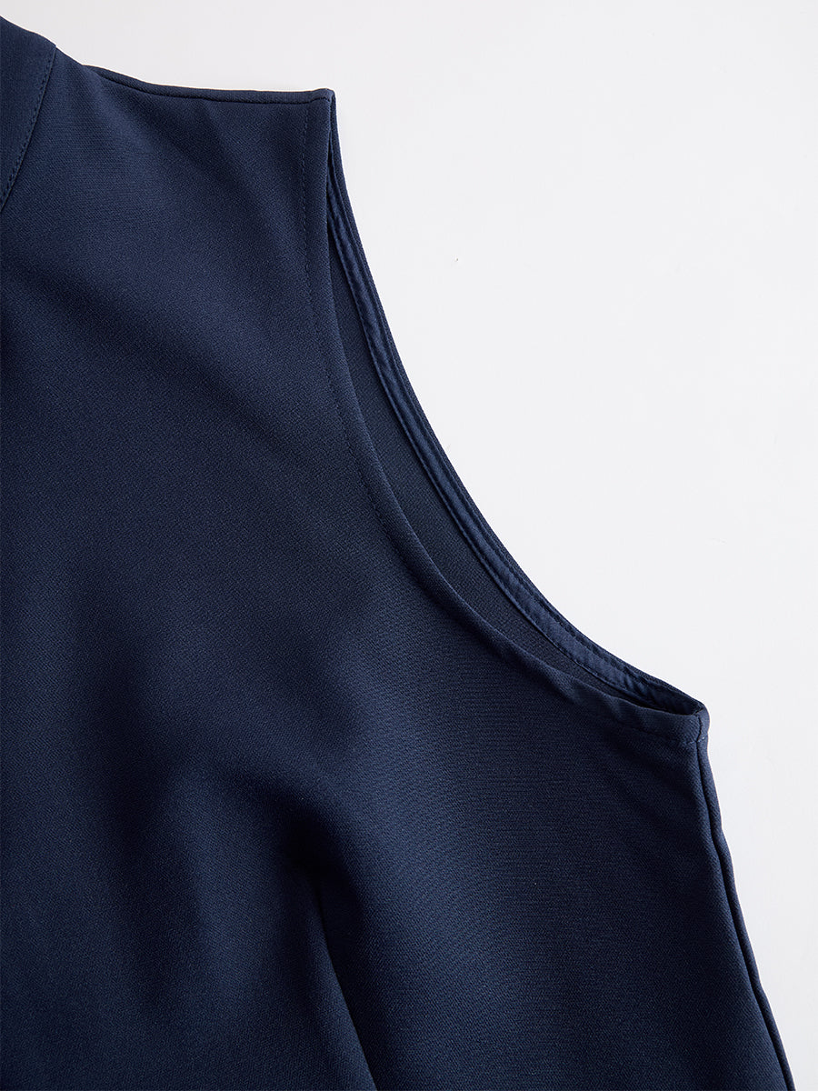 Léon Varel Navy Sleeveless Plunge-Neck Wide-Leg Jumpsuit
