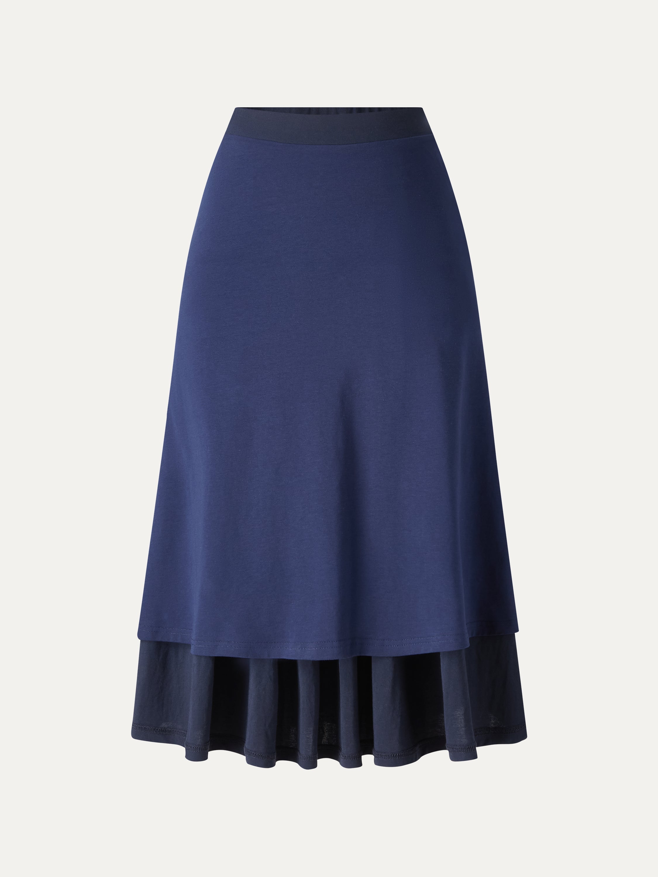 Cotton-Linen Gathered Midi Skirt with Pockets