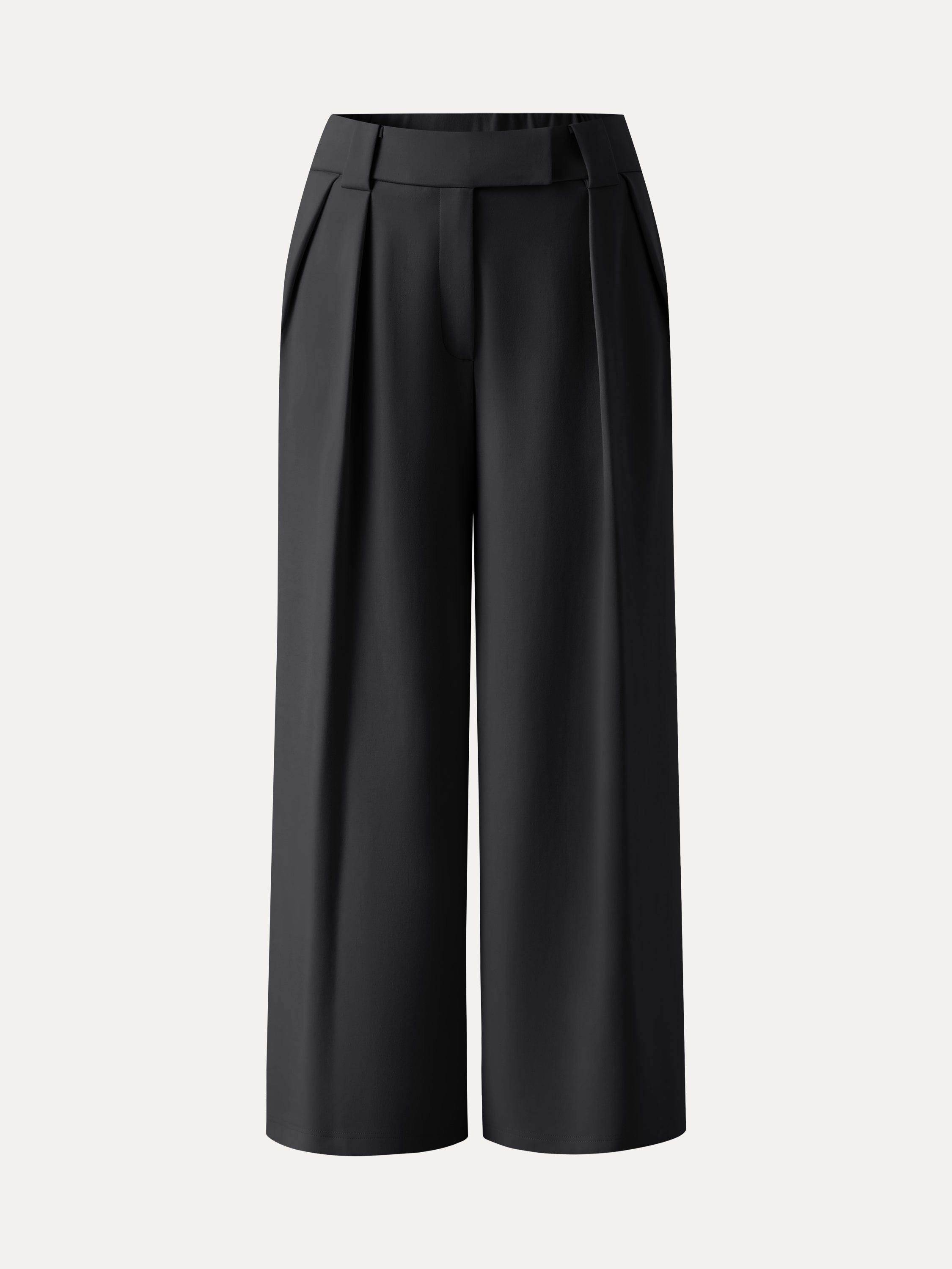 Stretch Ponte Cropped Wide Leg Trousers