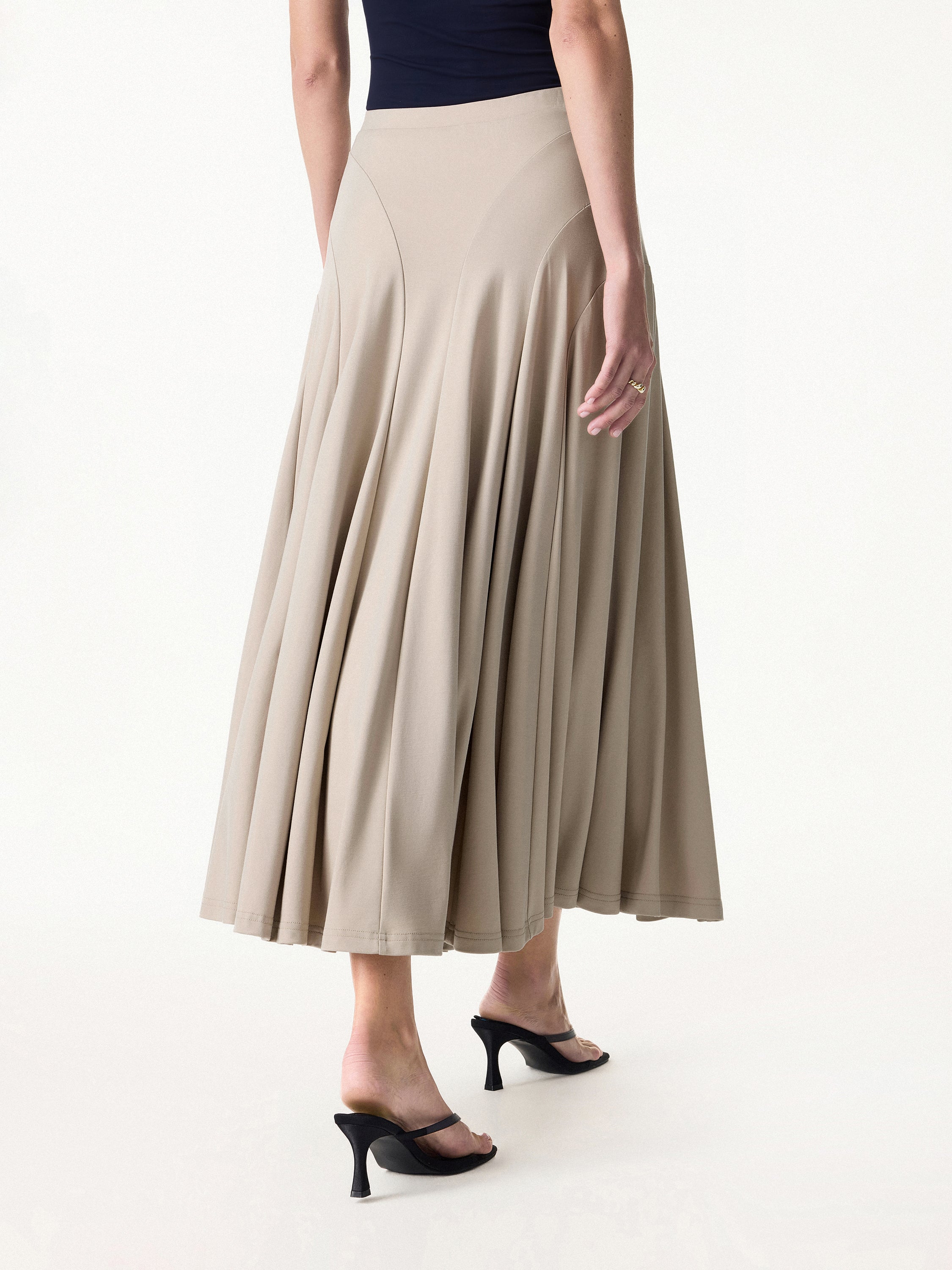 Flowy Drapey Mid Rise Midi Skirt
