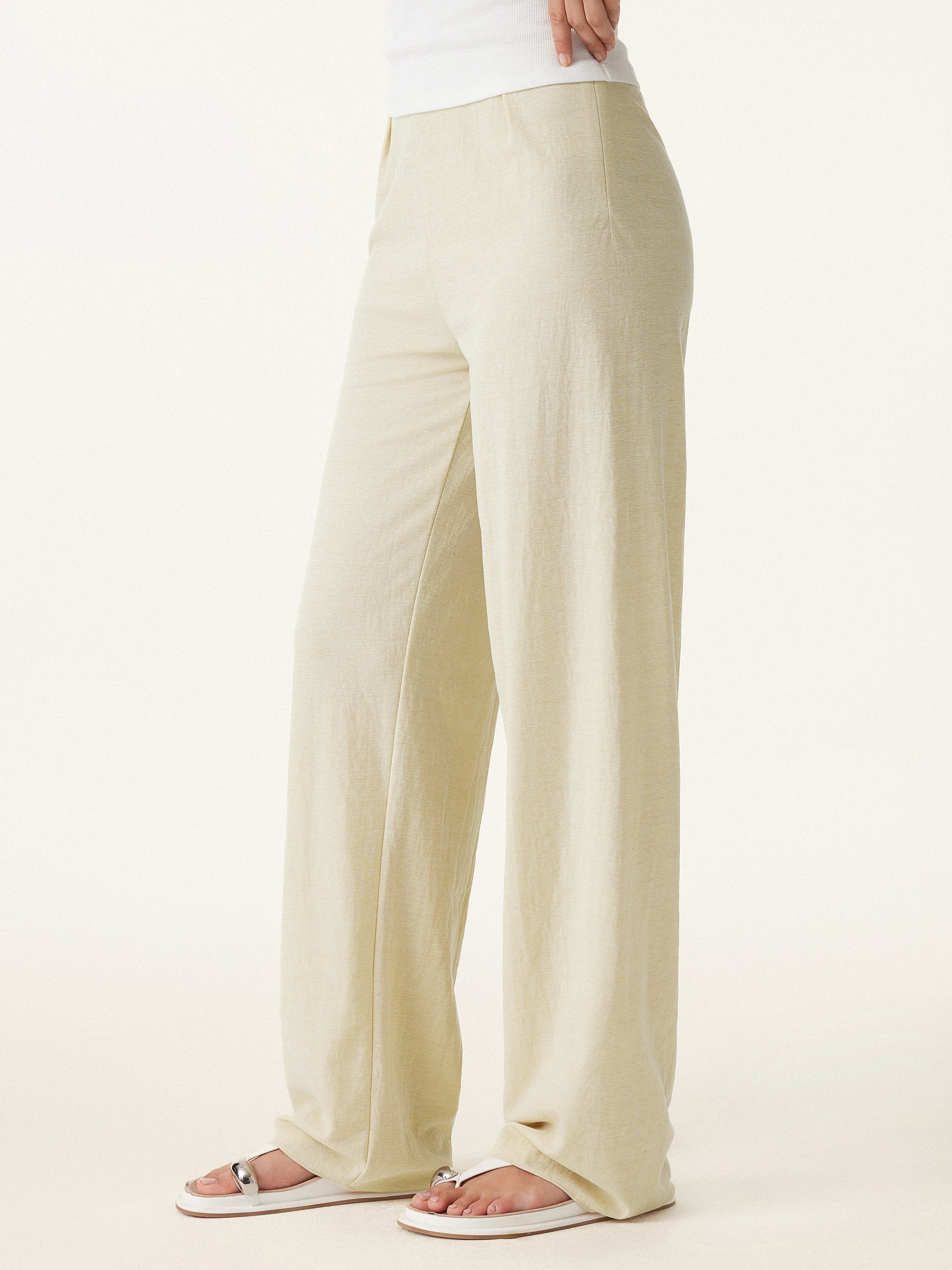 Wrinkle-resistant Cotton-linen Straight Leg Pant