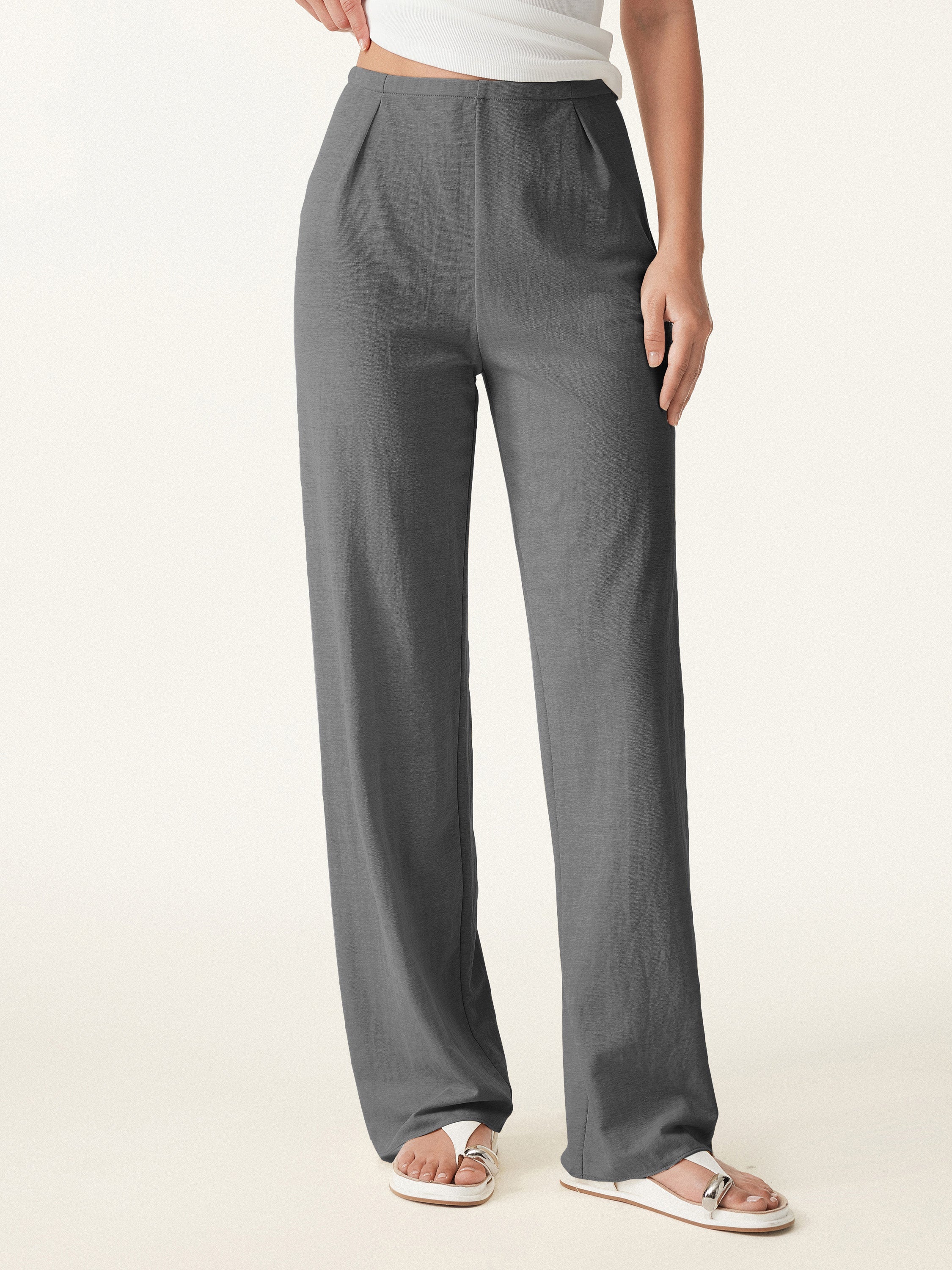 Wrinkle-resistant Cotton-linen Straight Leg Pant