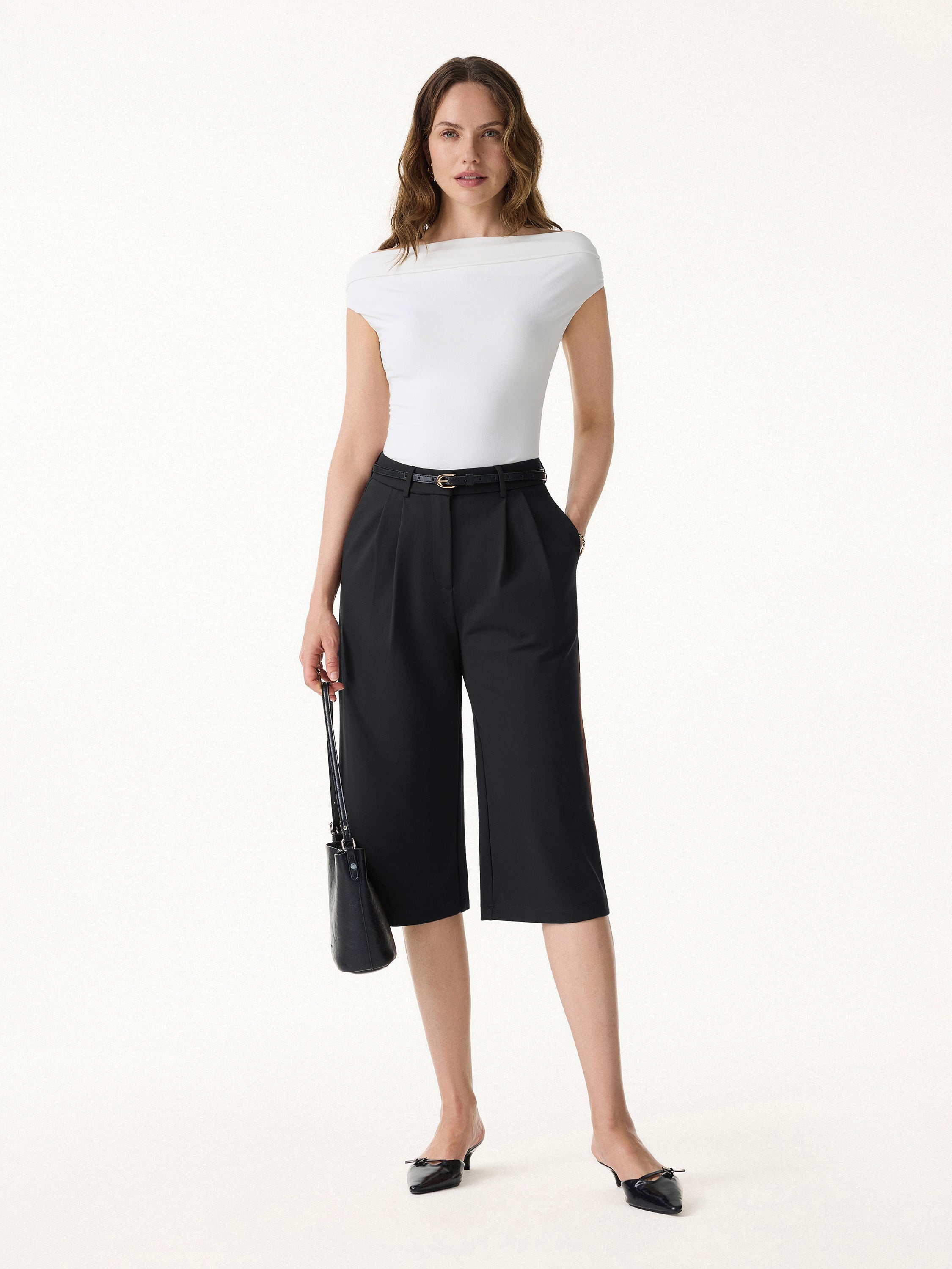 Stretch Ponte High Rise Upper-Calf Length Trousers