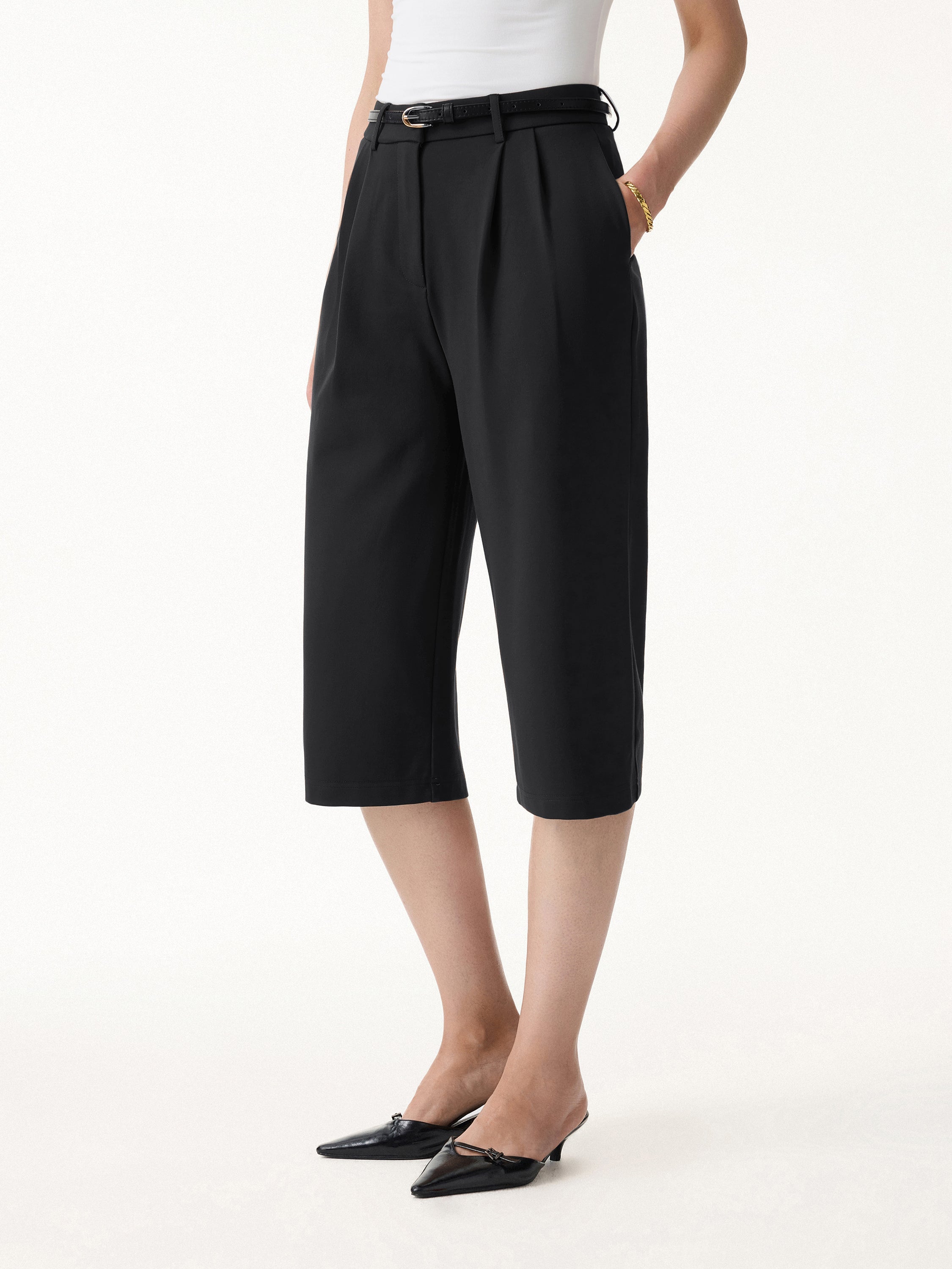 Stretch Ponte High Rise Upper-Calf Length Trousers