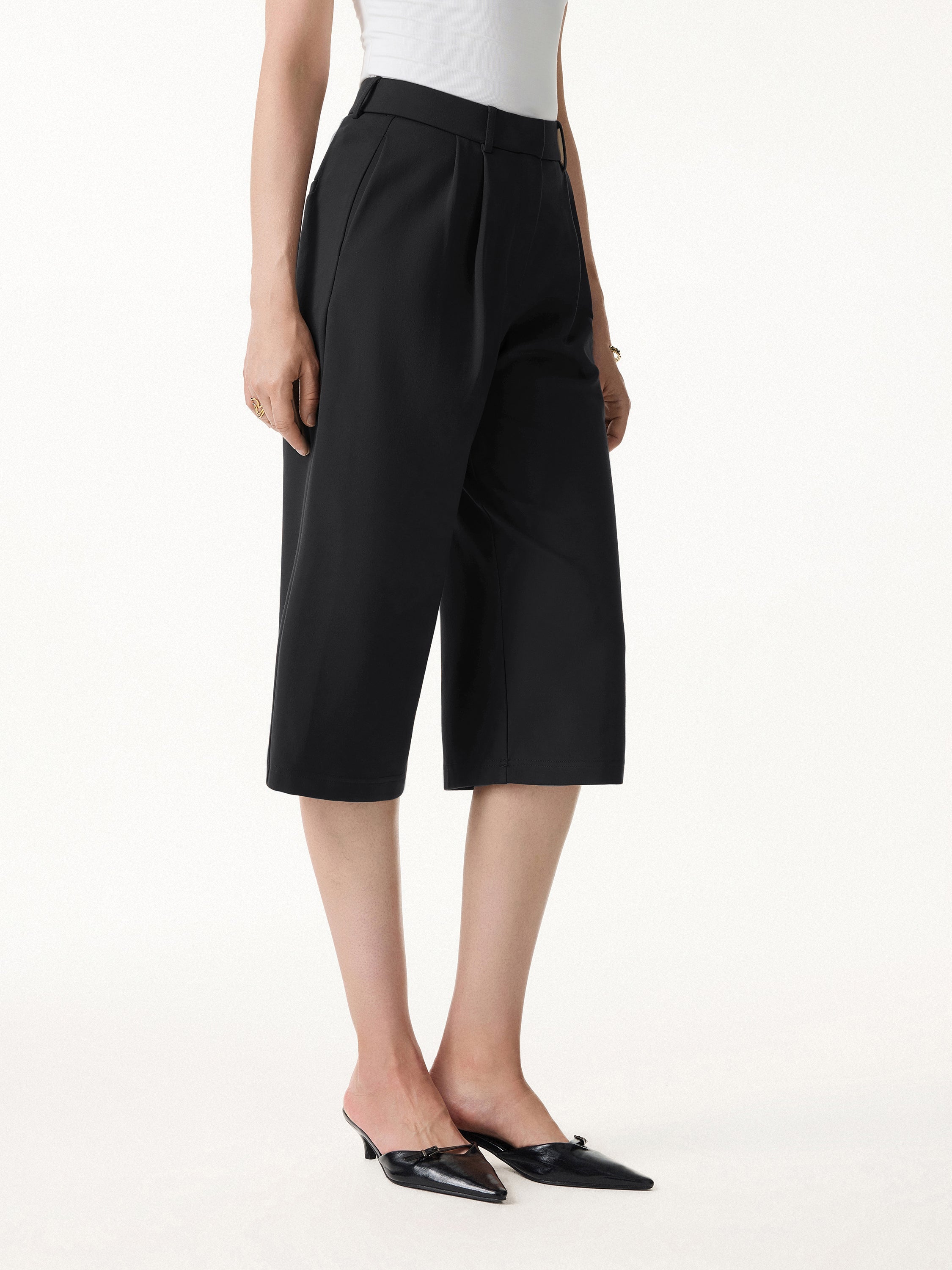 Stretch Ponte High Rise Upper-Calf Length Trousers