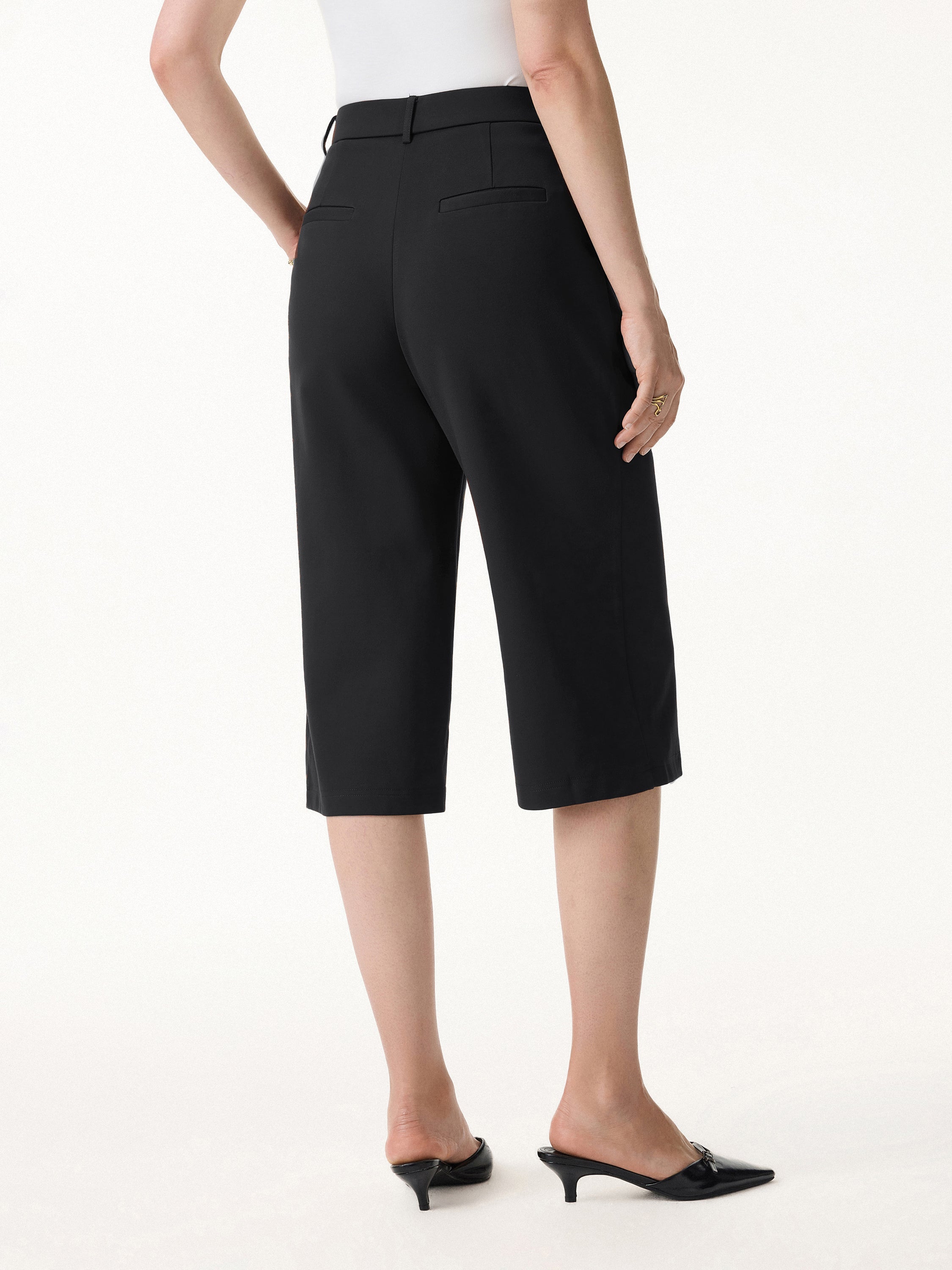 Stretch Ponte High Rise Upper-Calf Length Trousers