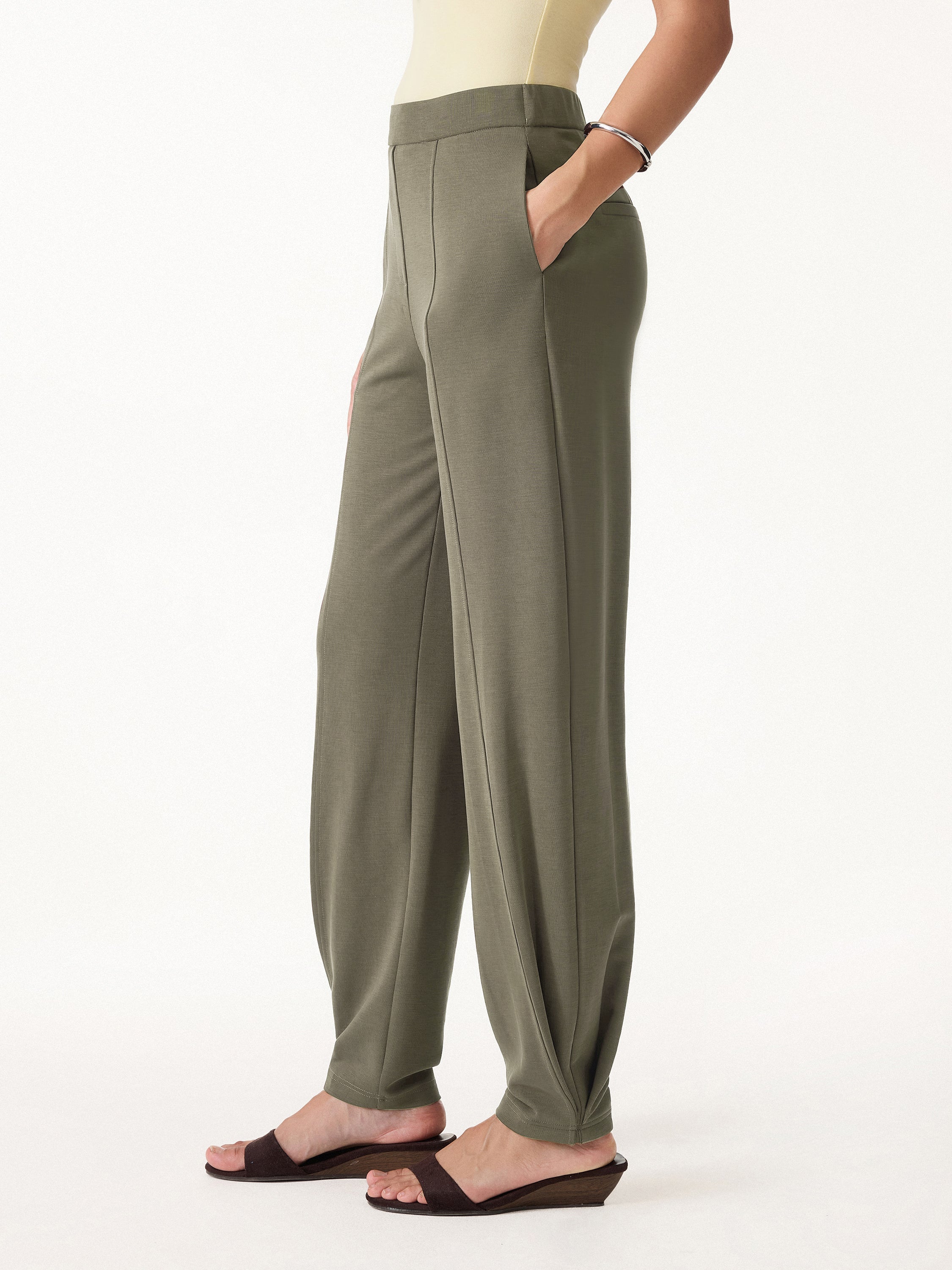 Sandwashed Mid Rise Cropped Balloon Pants