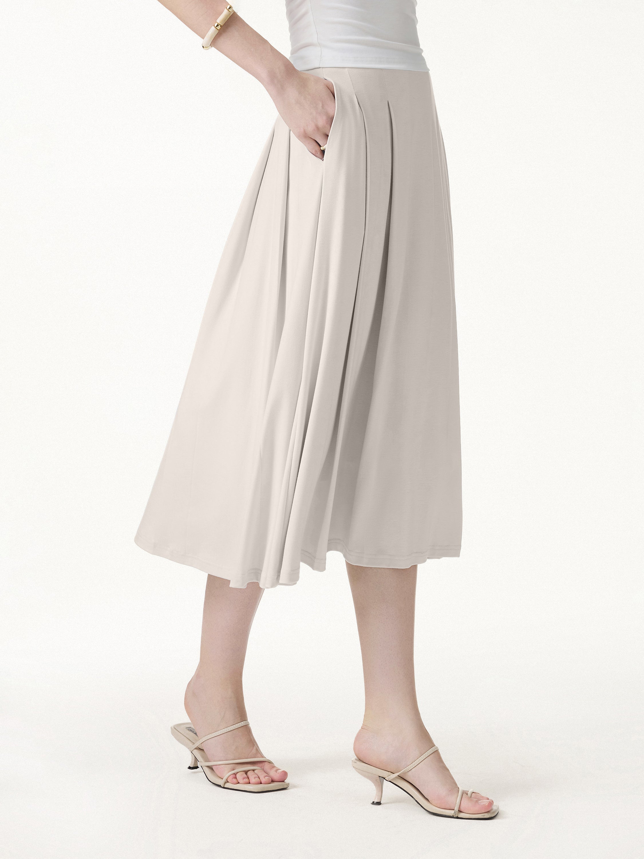 CoolTouch Circle Flare Midi Skirt with Pockets