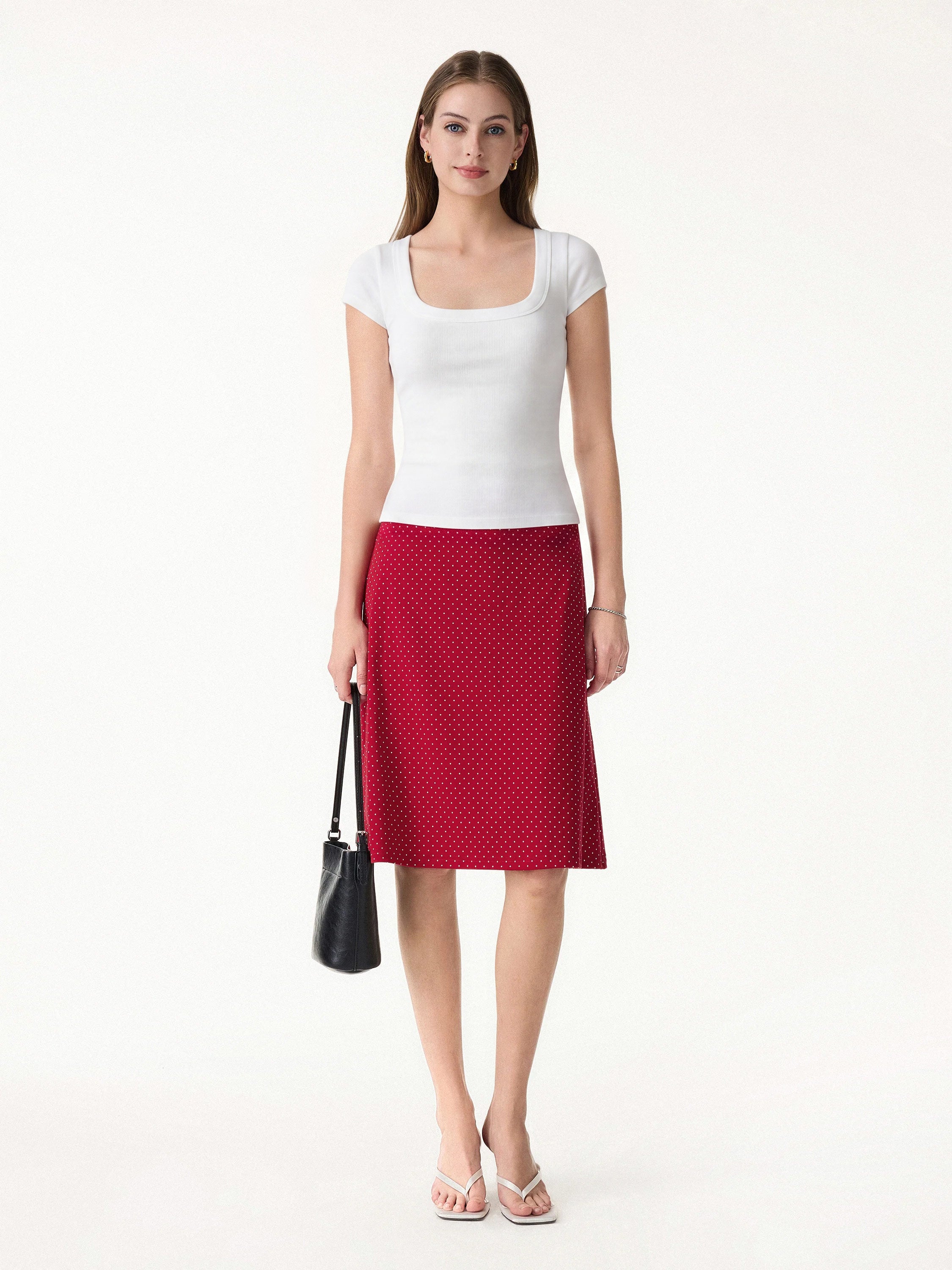 Stretch Cotton Polka Dot A-Line Flare Skirt Limited Edition
