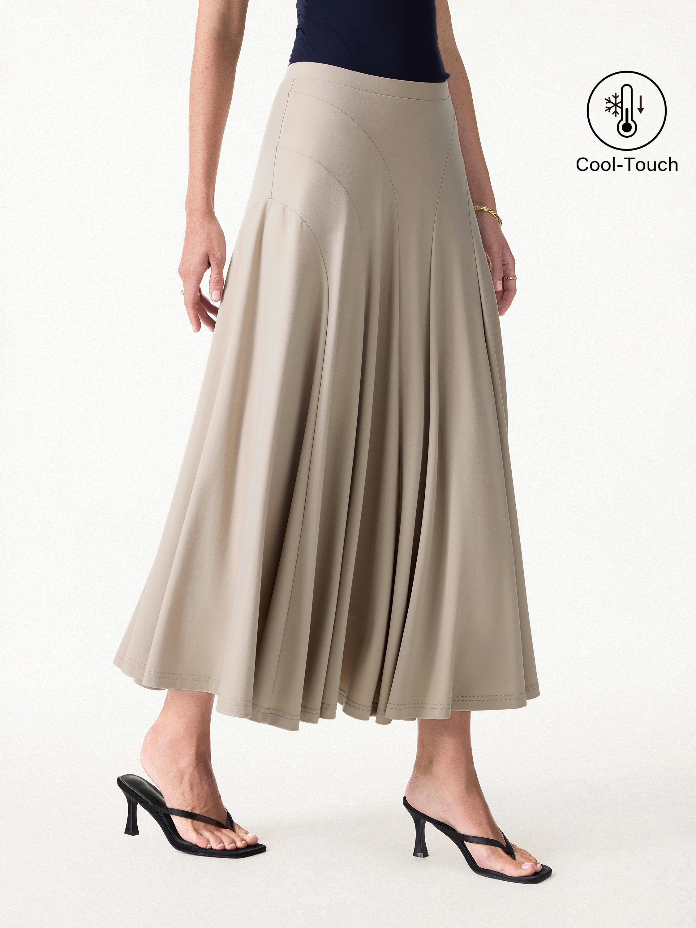 Flowy Drapey Mid Rise Midi Skirt
