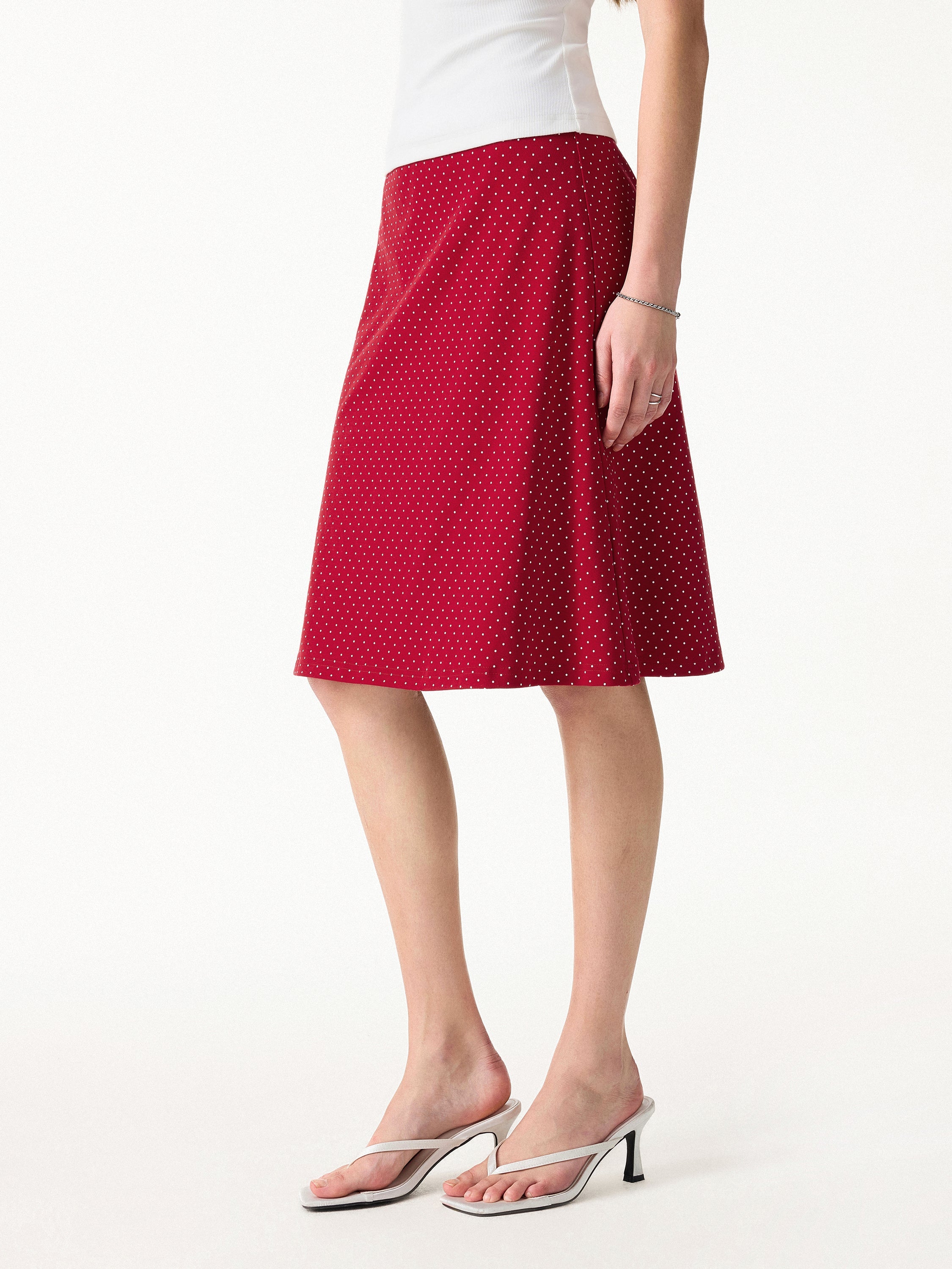 Stretch Cotton Polka Dot A-Line Flare Skirt Limited Edition