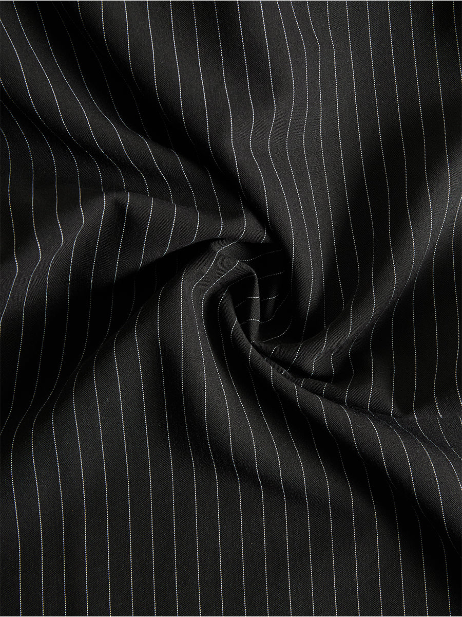 Léon Varel Black Pinstripe Suspender Wide-Leg Jumpsuit