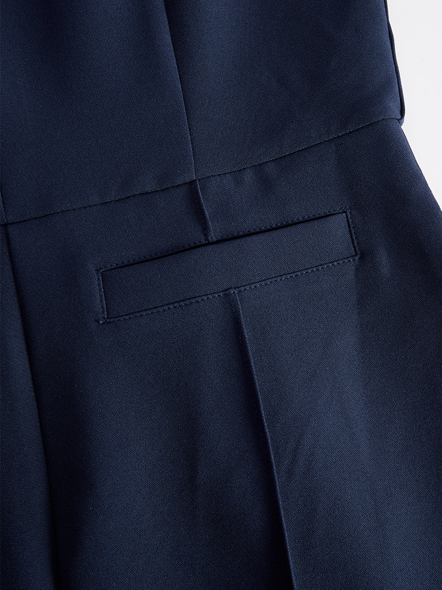 Léon Varel Navy Sleeveless Plunge-Neck Wide-Leg Jumpsuit