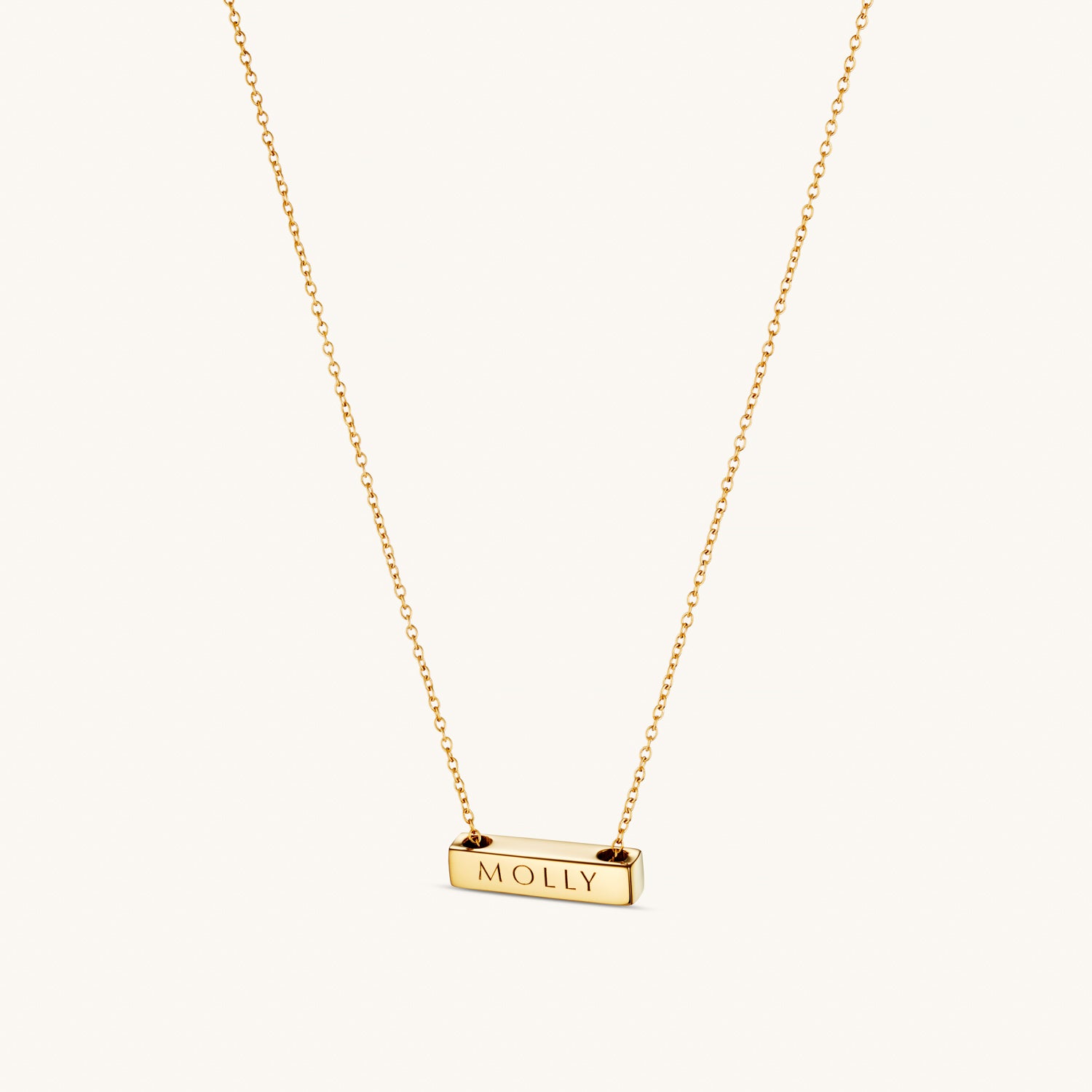 Léon Varel 2cm personalized gold letter bar necklace