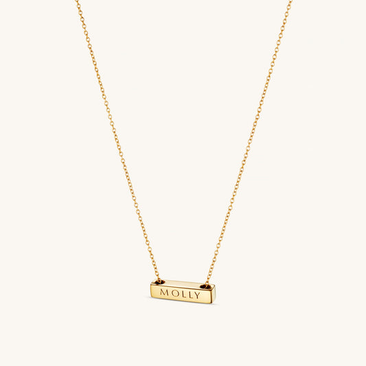 Léon Varel 2cm personalized gold letter bar necklace
