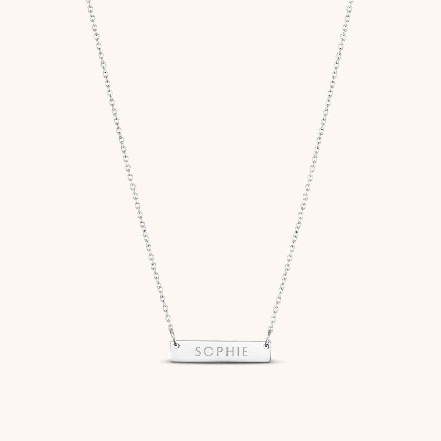 Léon Varel 2cm silver personalized bar necklace