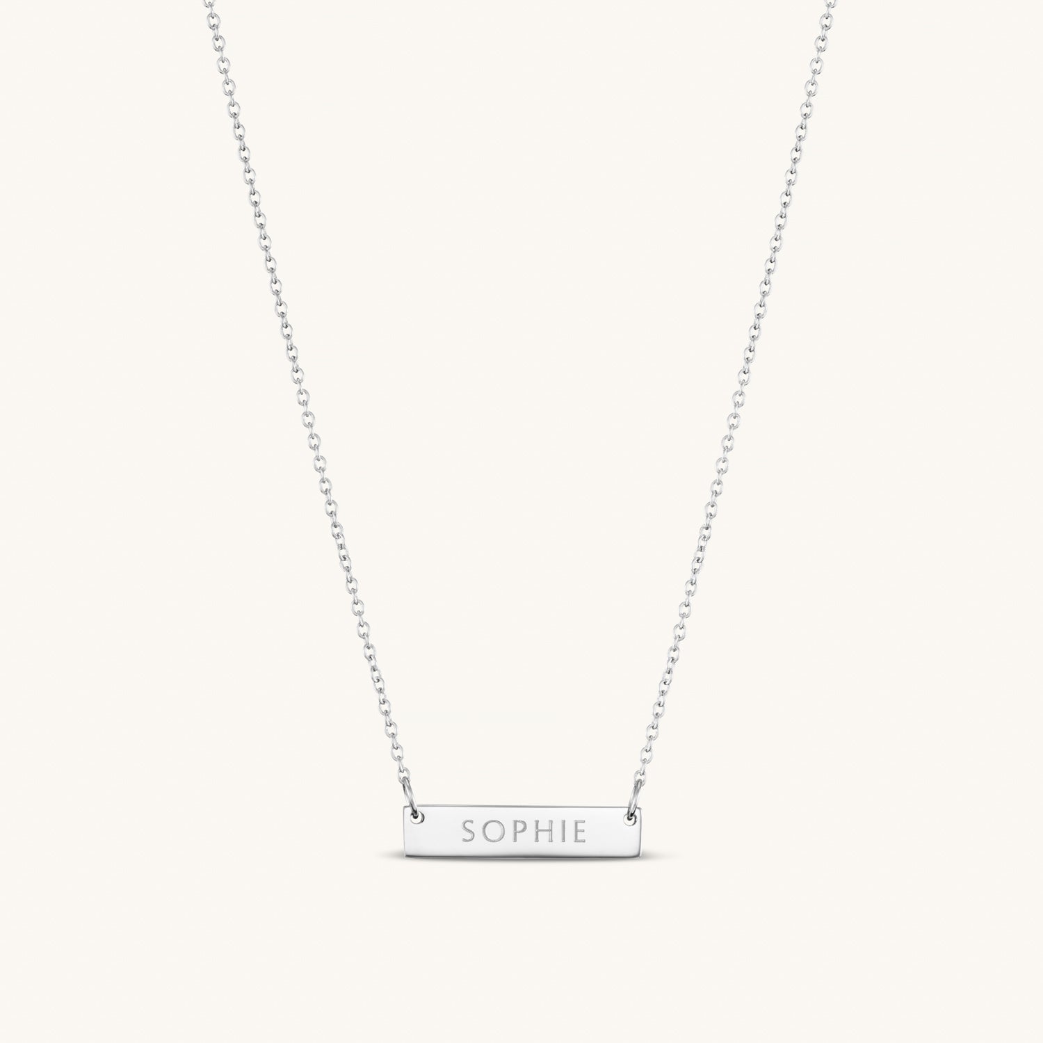 Léon Varel 2cm silver personalized bar necklace
