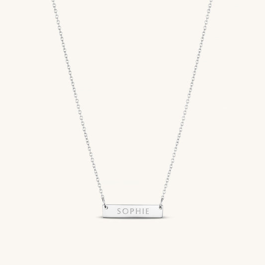 Léon Varel 2cm silver personalized bar necklace