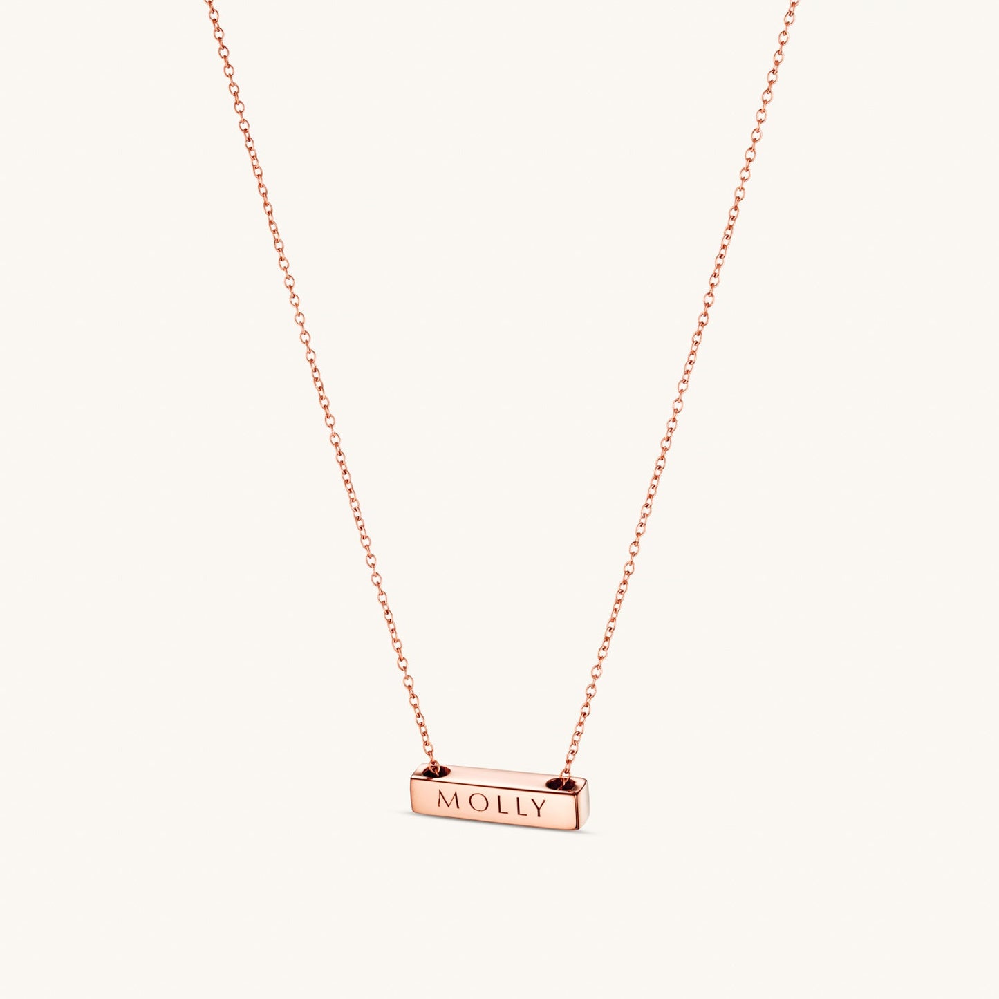 Léon Varel 2cm rose gold personalized bar necklace