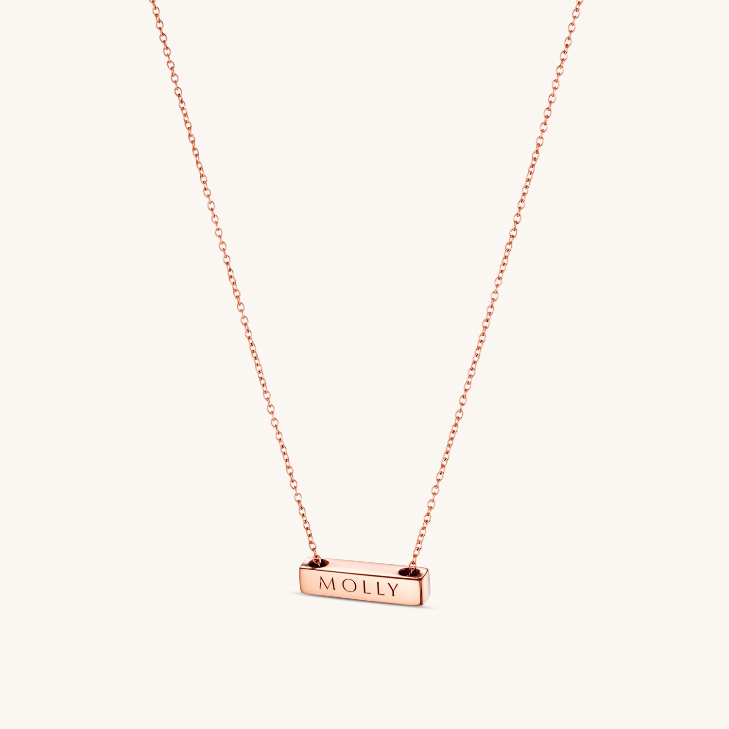 Léon Varel 2cm rose gold personalized bar necklace