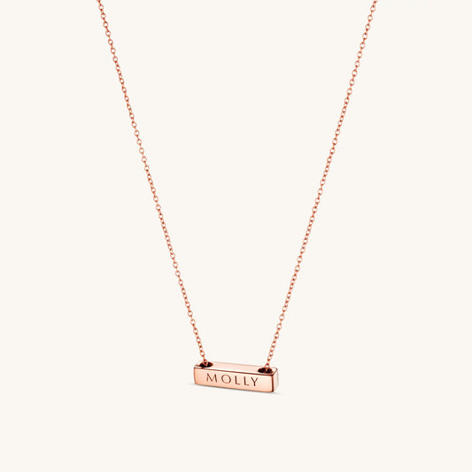 Léon Varel 2cm rose gold personalized bar necklace