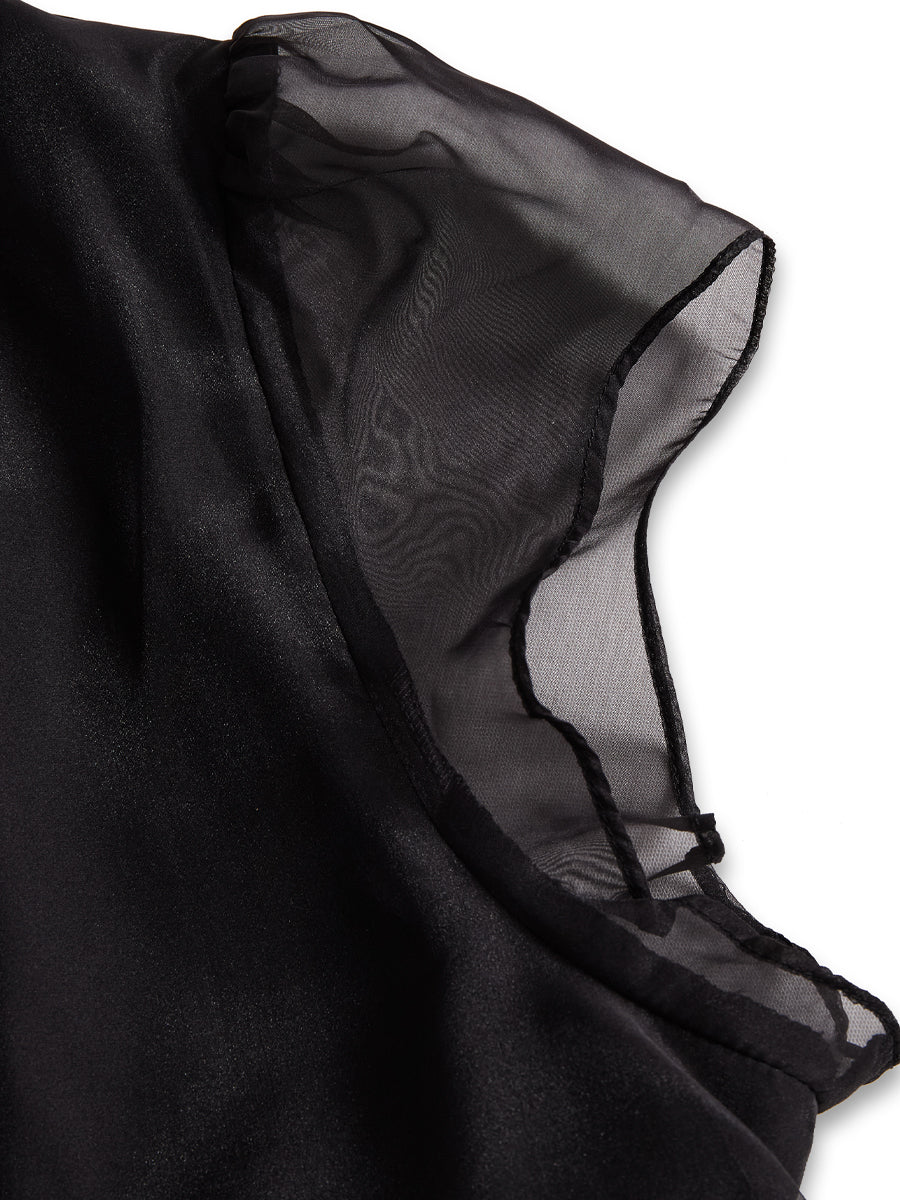 Léon Varel Elegant Black Chiffon High Neck Blouse