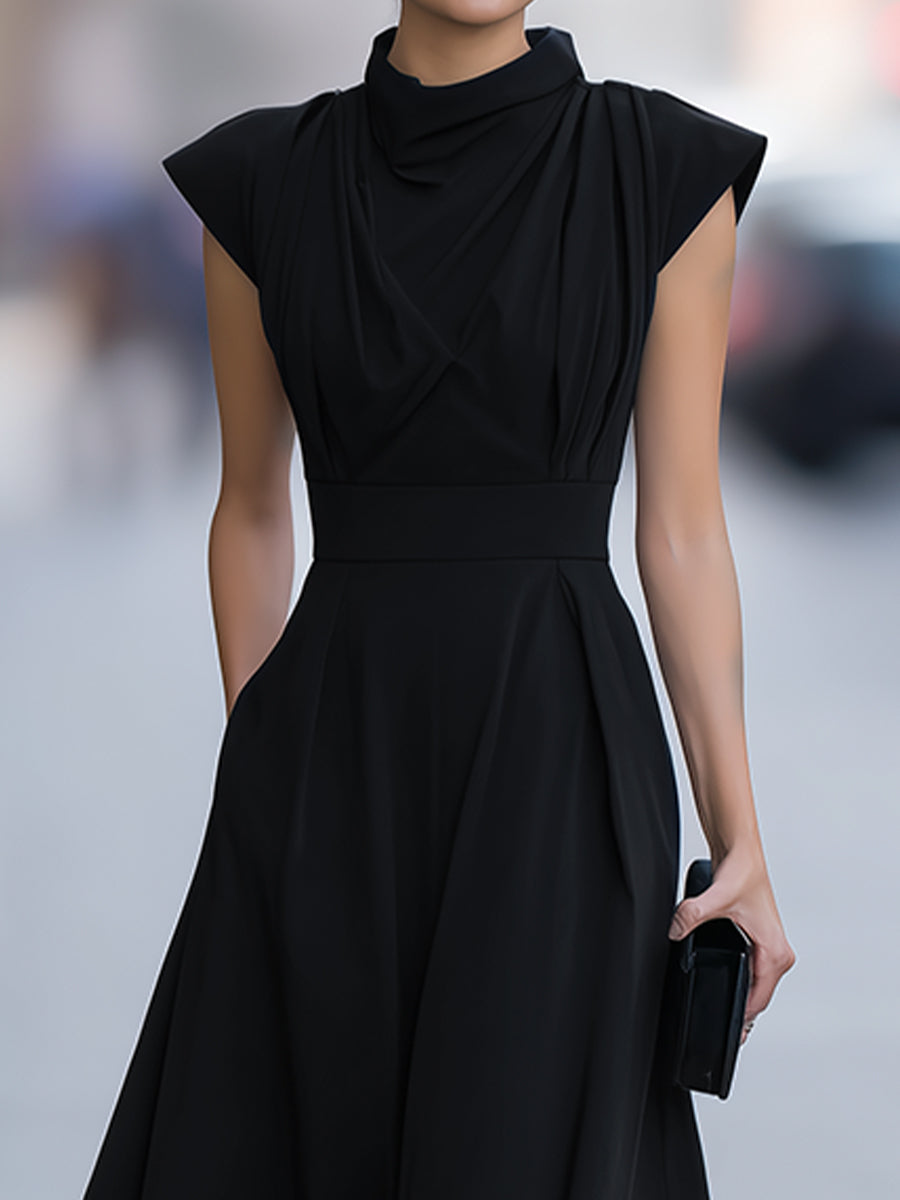 Léon Varel Draped Cap-Sleeve Maxi Dress With Defined Waist