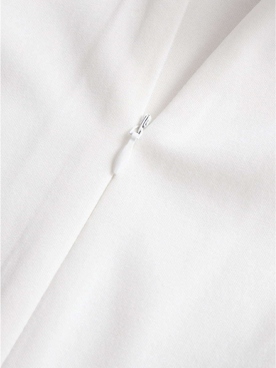 Léon Varel Stylish Double-Breasted White Dress with Navy Accents