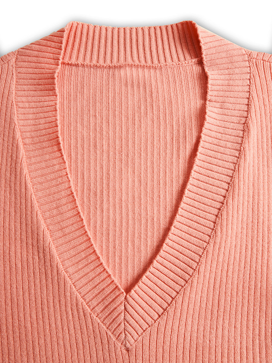 Léon Varel Sweetheart Ruffle Hem Ribbed Knit Mini Dress