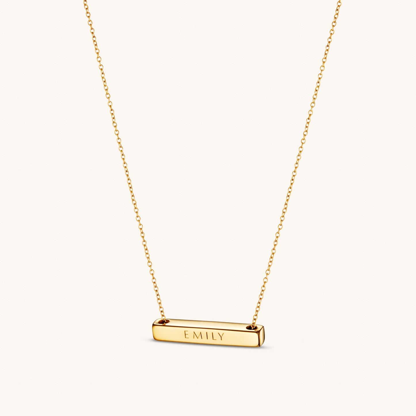 Léon Varel 3cm horizontal gold personalized bar necklace