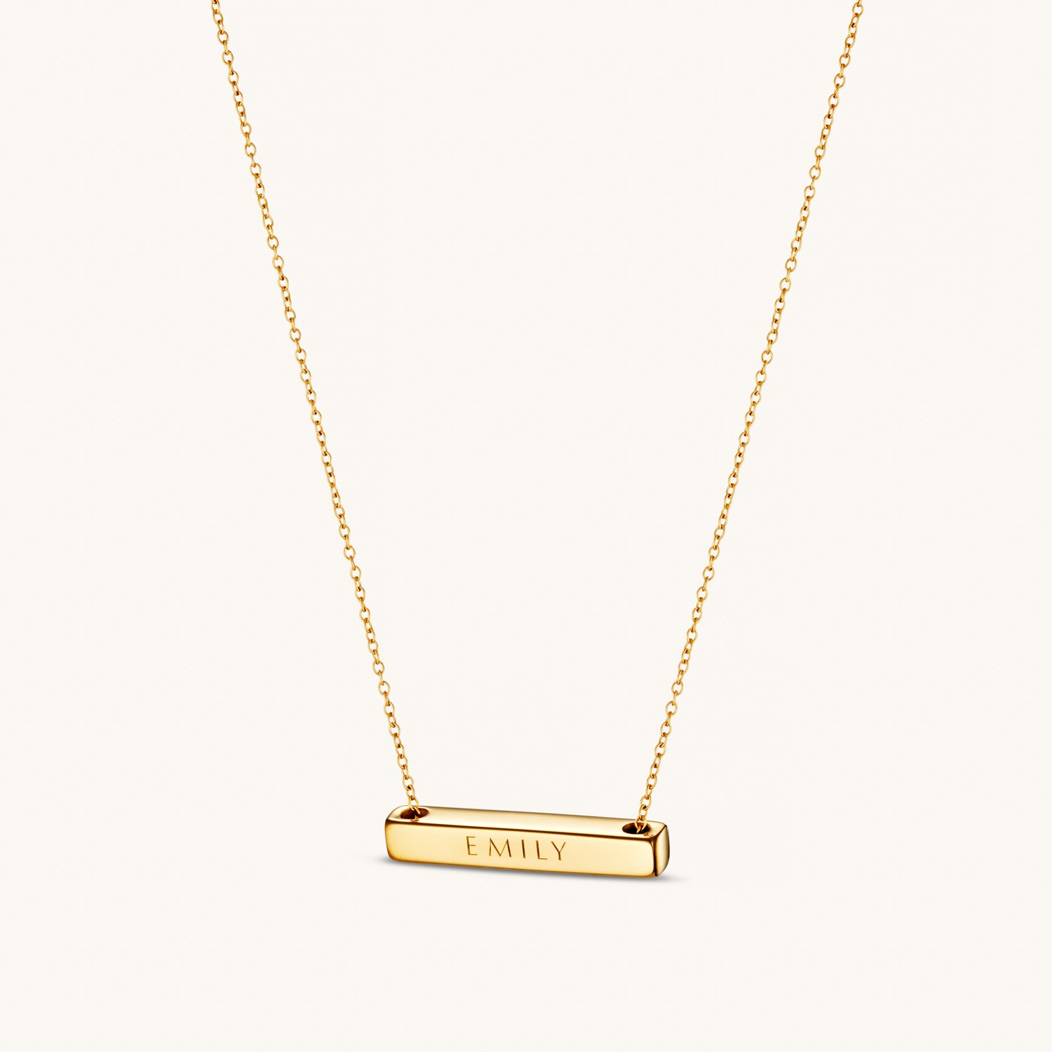 Léon Varel 3cm horizontal gold personalized bar necklace