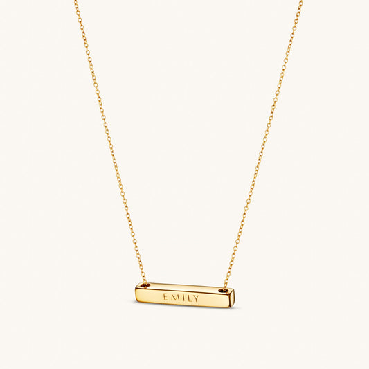Léon Varel 3cm horizontal gold personalized bar necklace